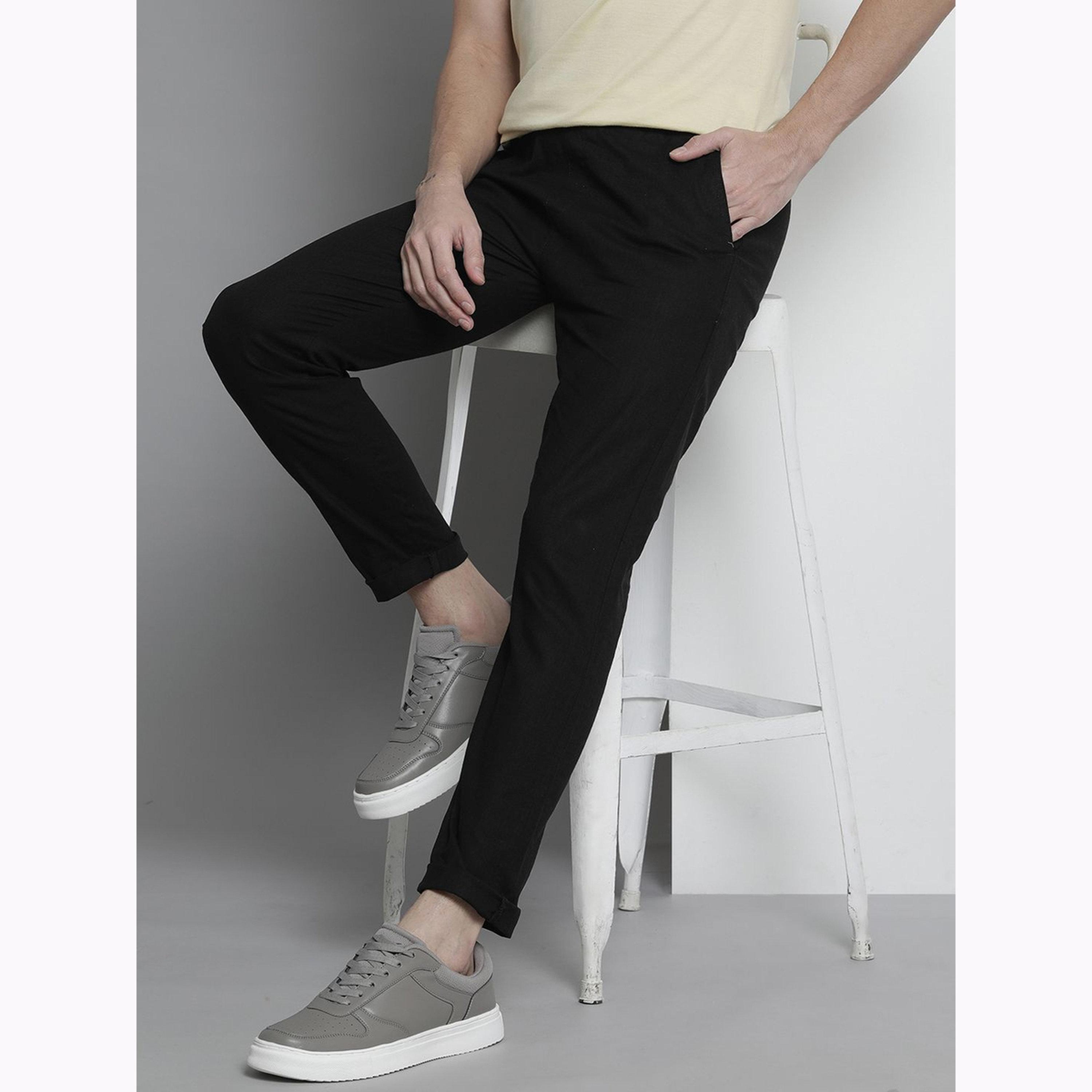 The Indian Garage Co X Styli Men Black Slim Fit Solid Joggers-men-clothing-bottoms-joggers-image-5