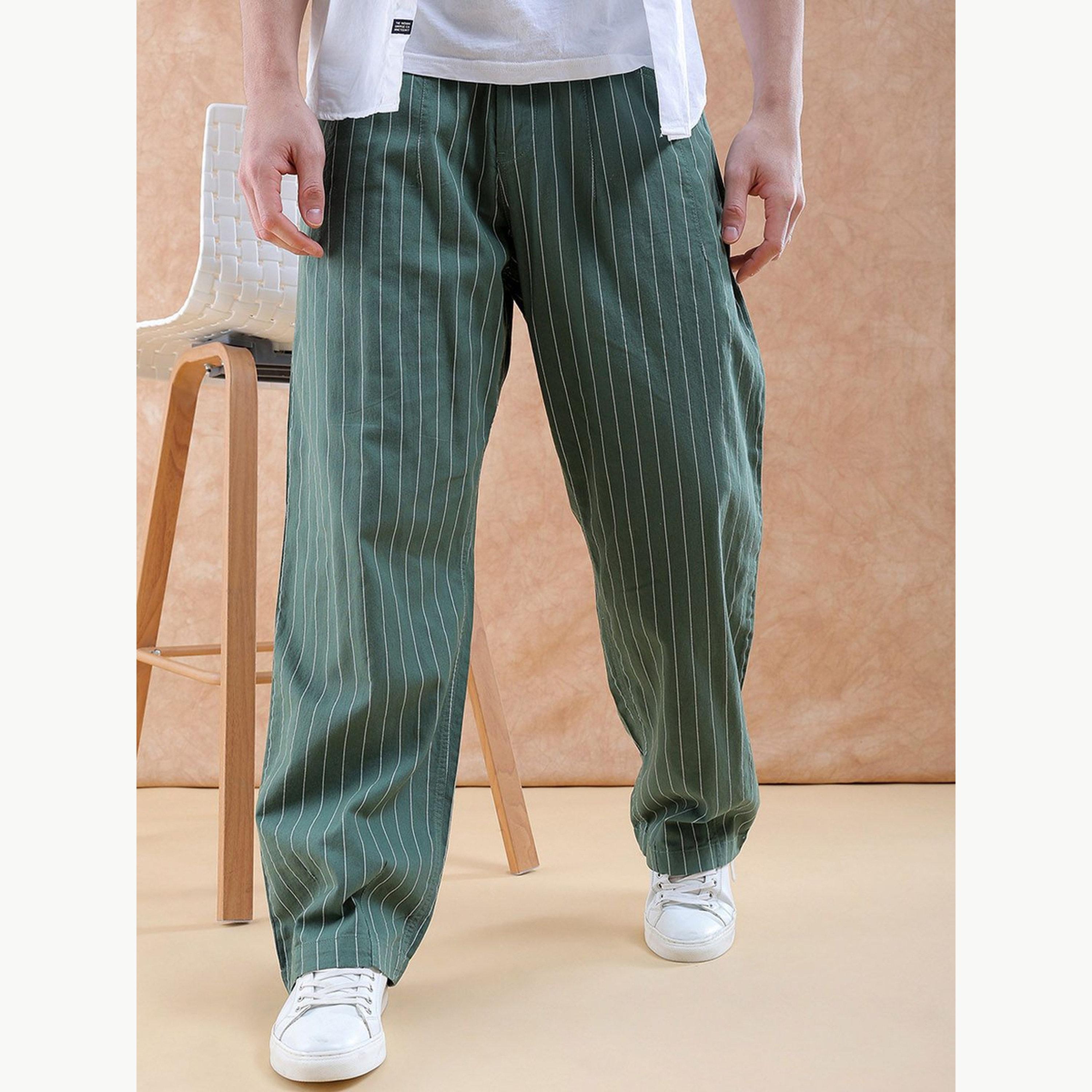 بنطال مخطط بقصة واسعة للرجال-men-clothing-bottoms-joggers-image-1