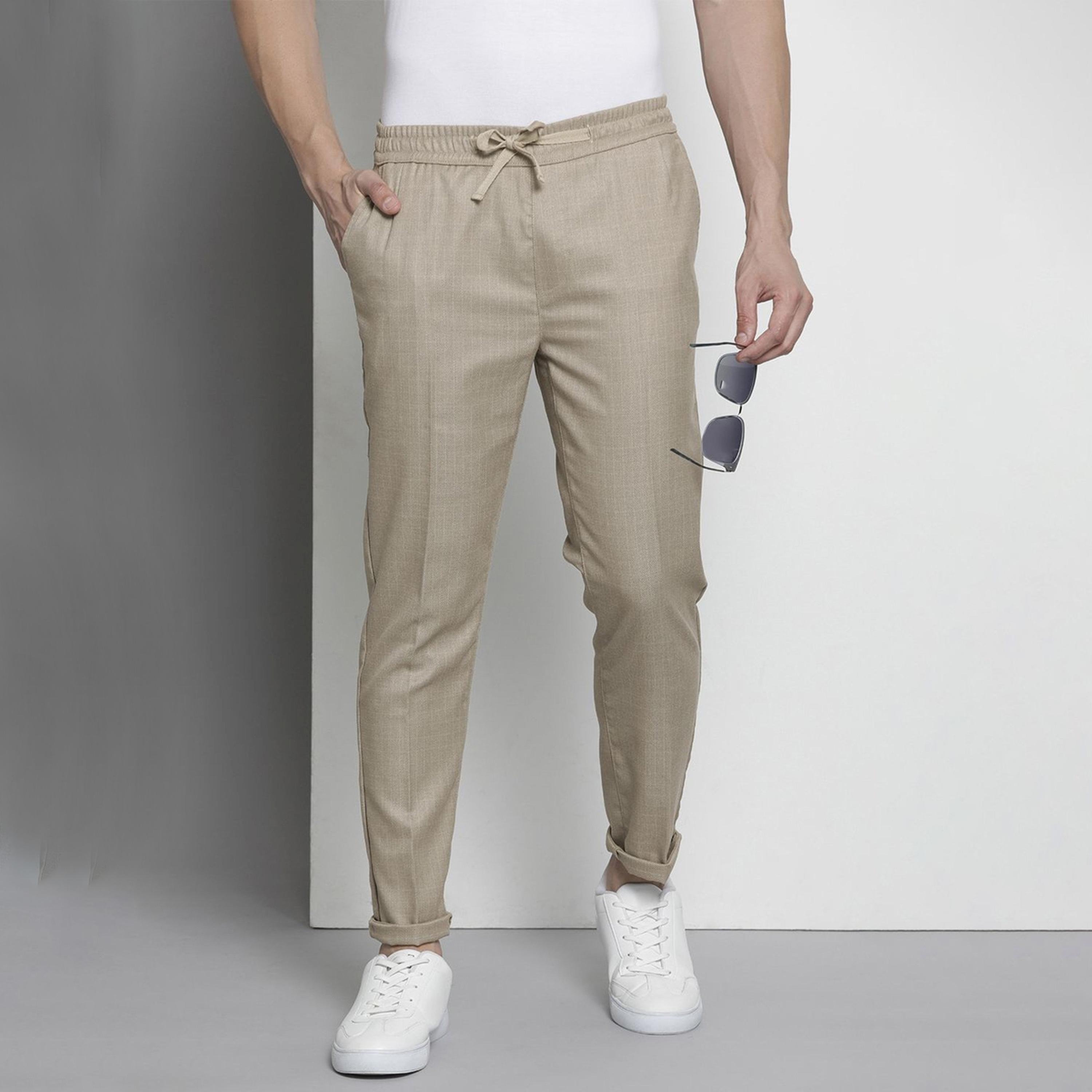 بنطال هيرينغبون برباط وقصة عادية للرجال-men-clothing-bottoms-joggers-image-1