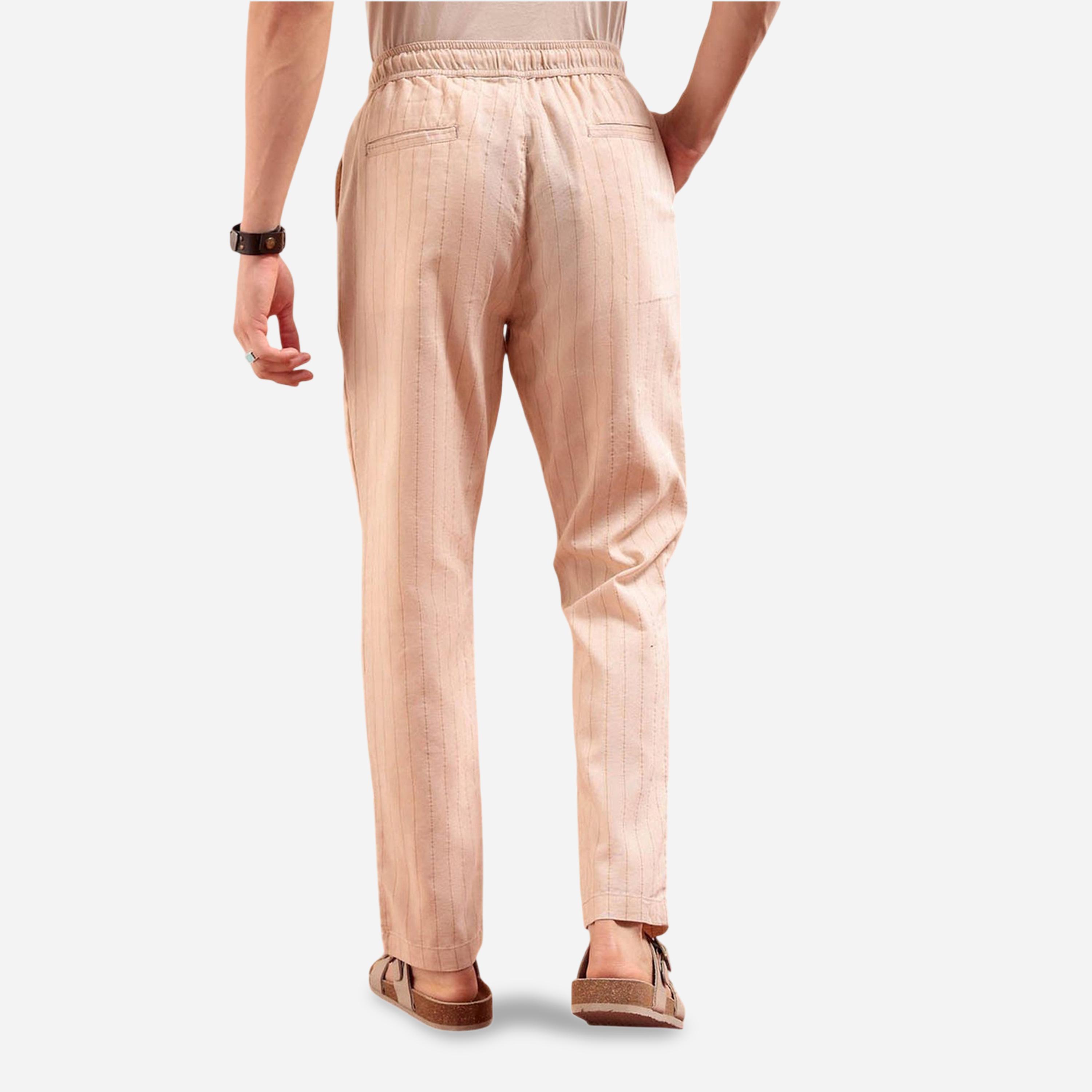 The Indian Garage Co X Styli Men Beige Regular Fit Stripes Trousers-men-clothing-bottoms-joggers-image-3