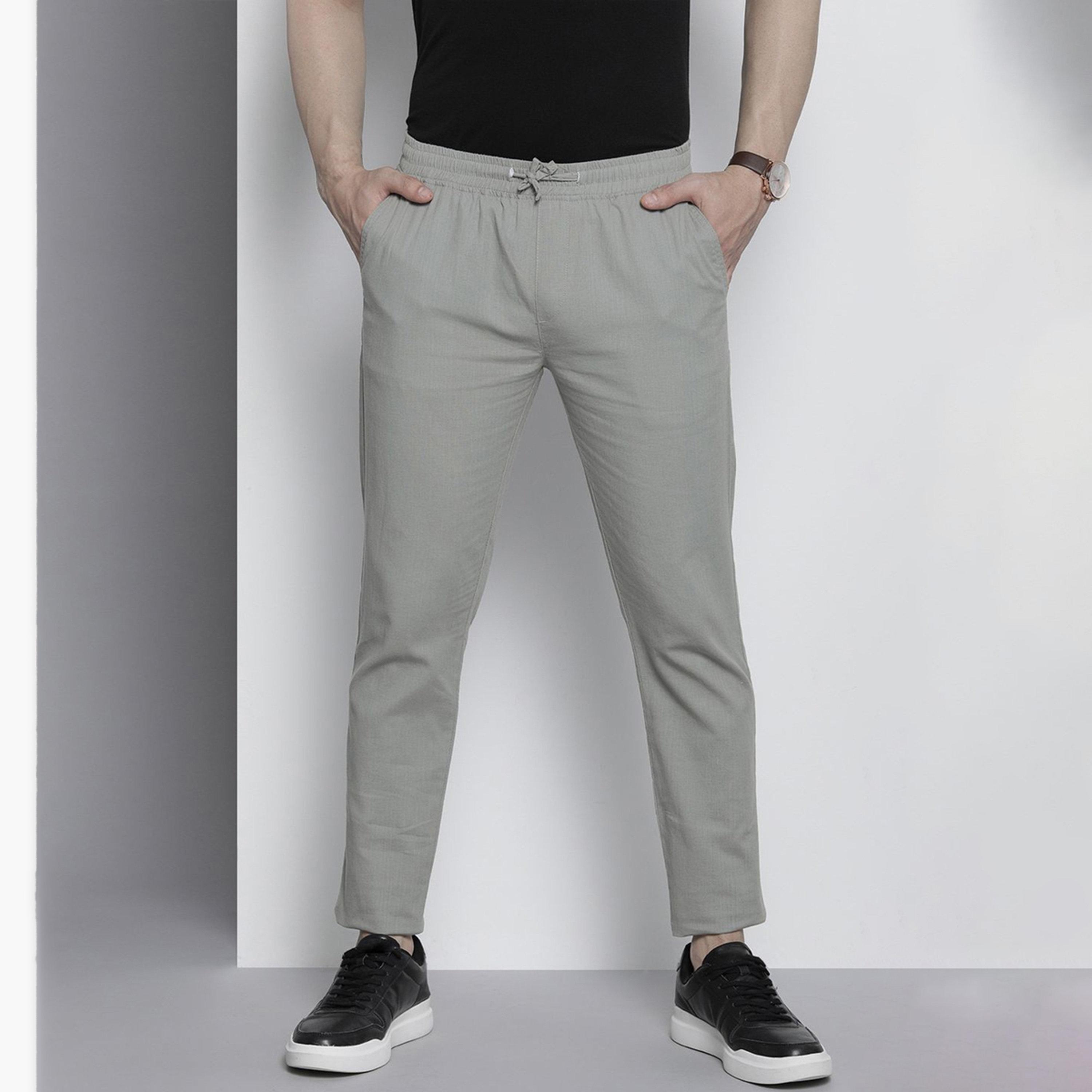 The Indian Garage Co X Styli Men Grey Slim Fit Solid Joggers-men-clothing-bottoms-joggers-image-1