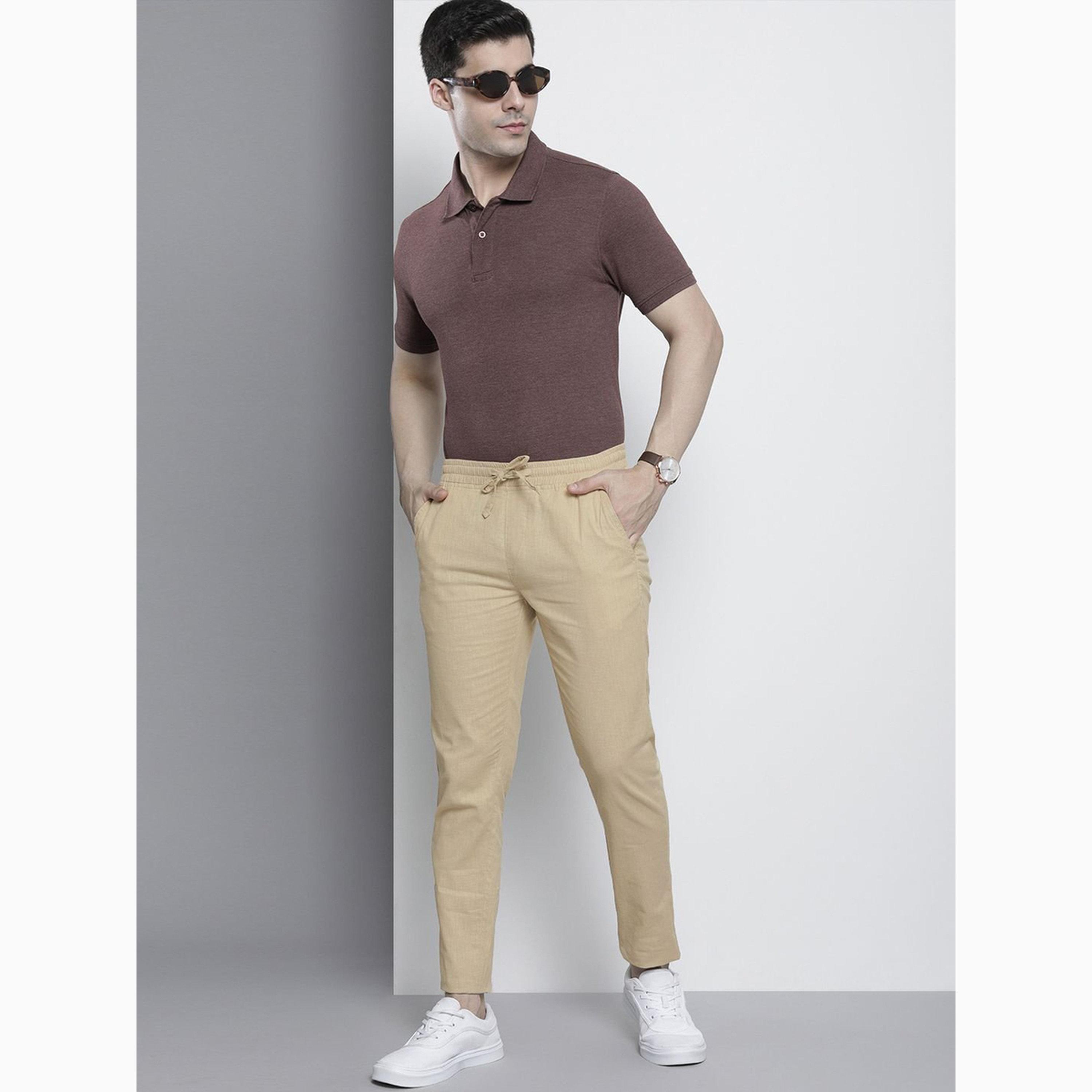 بنطال بلون سادة وقصة ضيقة للرجال-men-clothing-bottoms-joggers-image-2