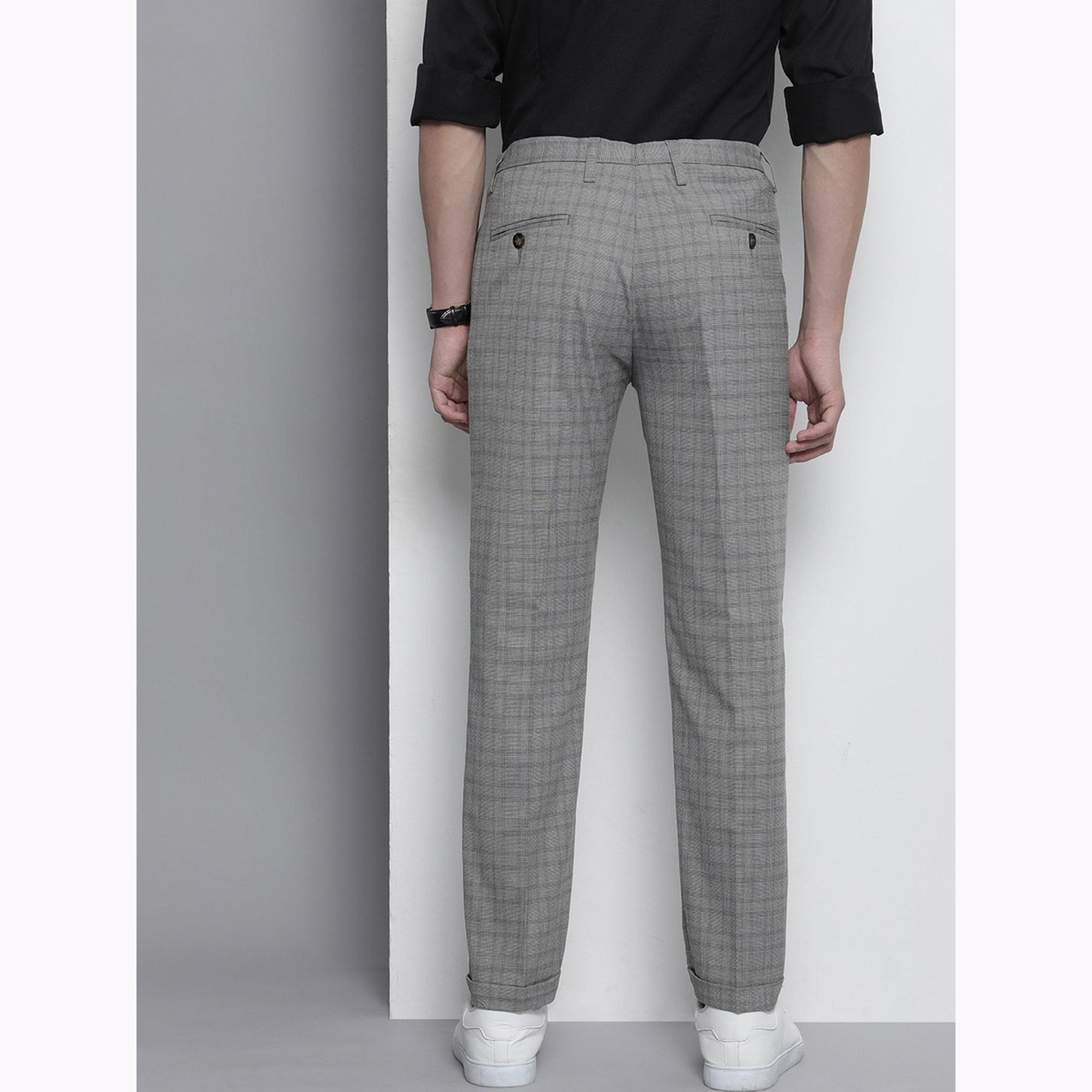 The Indian Garage Co X Styli Men Grey Regular Fit Checkered Trousers-men-clothing-bottoms-trousersandchinos-trousers-image-3
