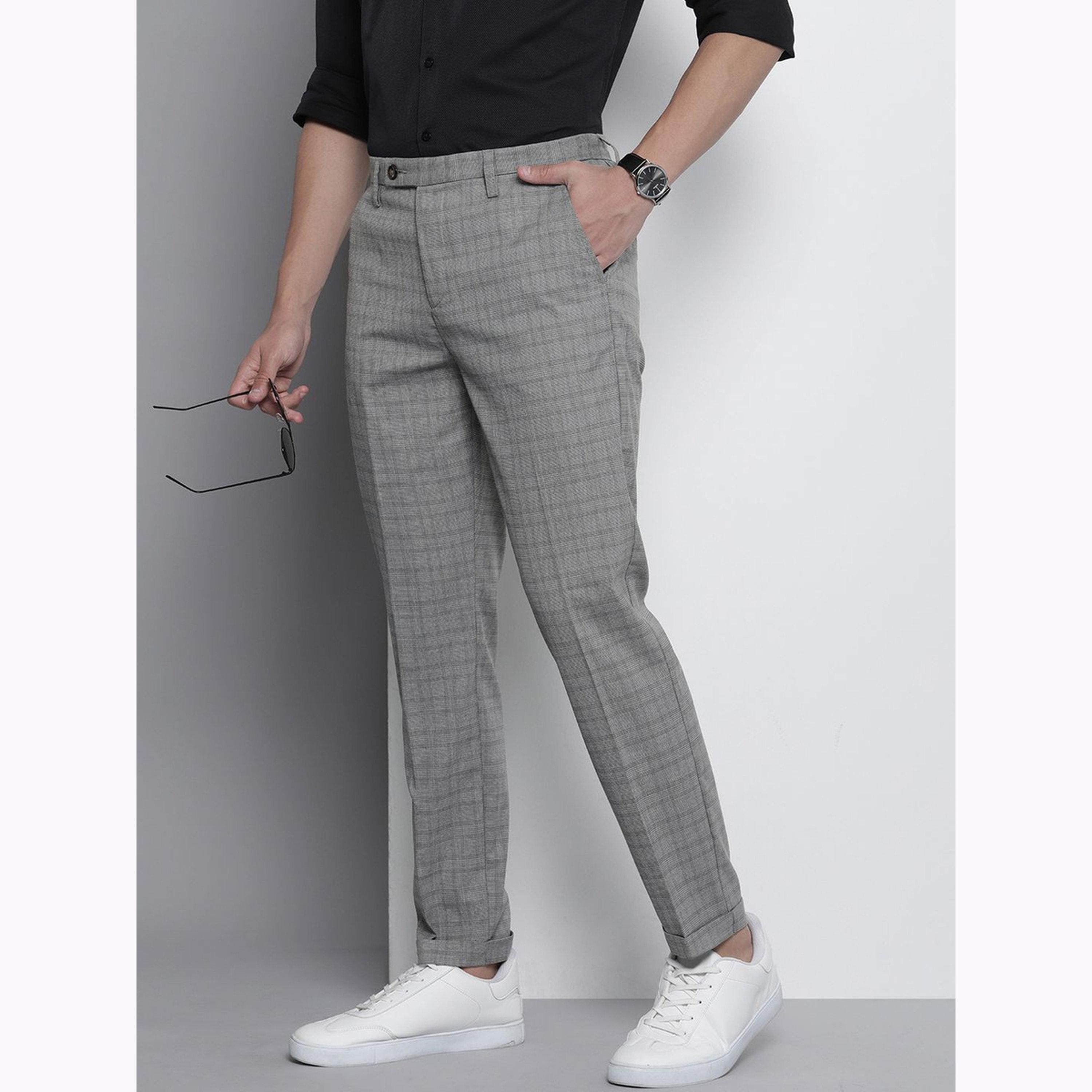 The Indian Garage Co X Styli Men Grey Regular Fit Checkered Trousers-men-clothing-bottoms-trousersandchinos-trousers-image-5