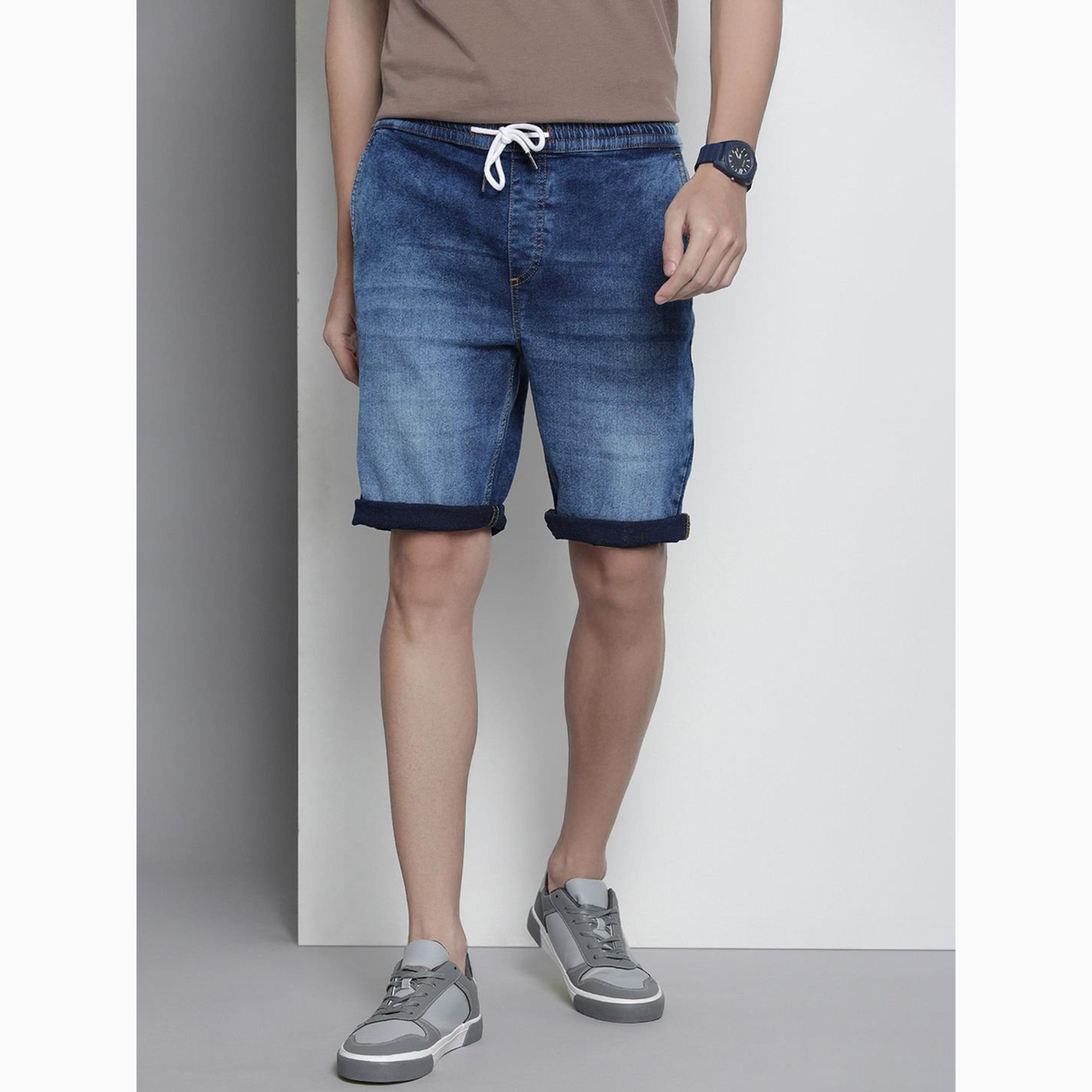 The Indian Garage Co X Styli Men Regular Fit Solid Denim Shorts-men-clothing-bottoms-shorts-image-1
