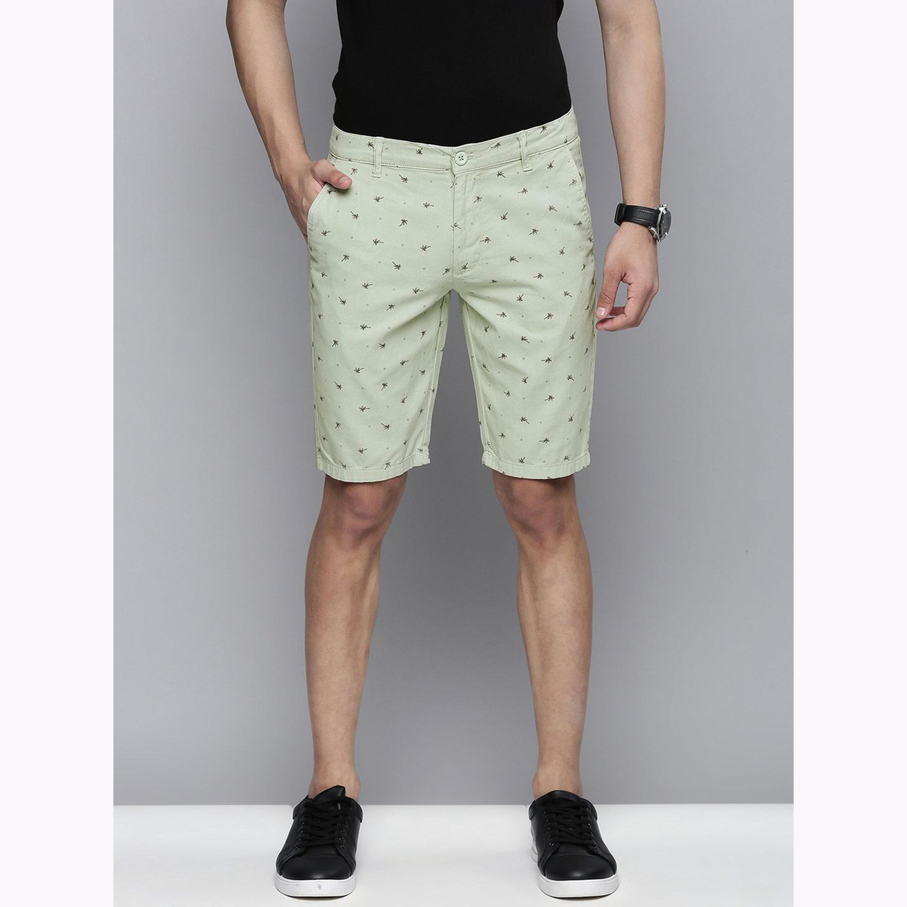 The Indian Garage Co X Styli Men Green Slim Fit Solid Shorts-men-clothing-bottoms-shorts-image-1