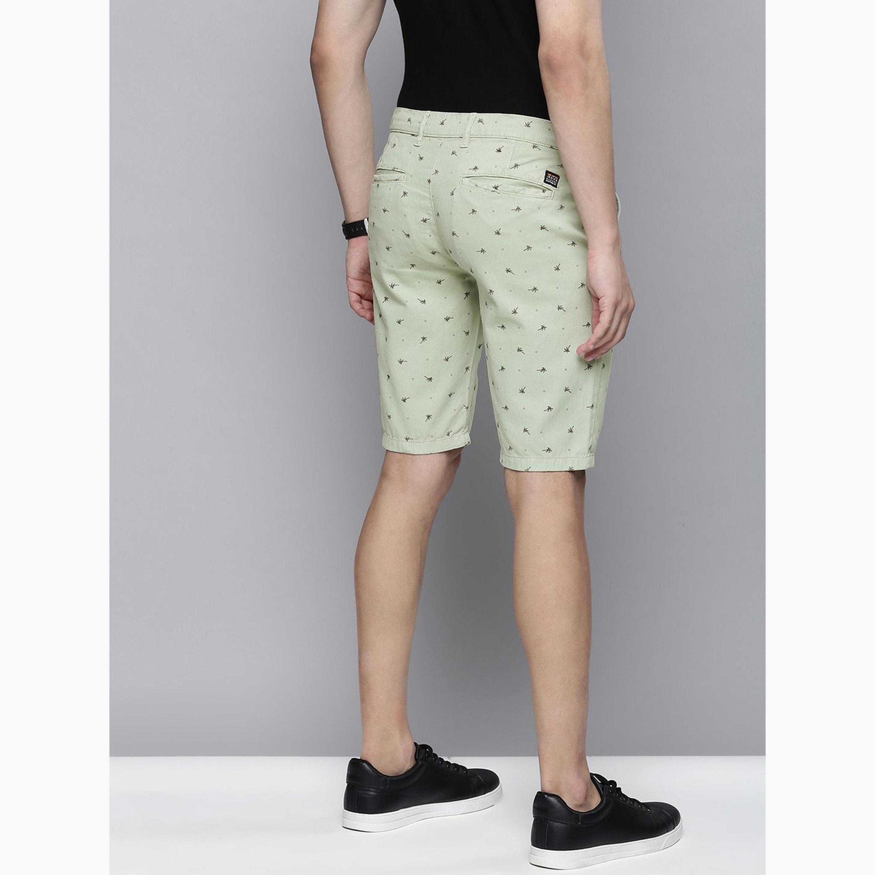 The Indian Garage Co X Styli Men Green Slim Fit Solid Shorts-men-clothing-bottoms-shorts-image-3