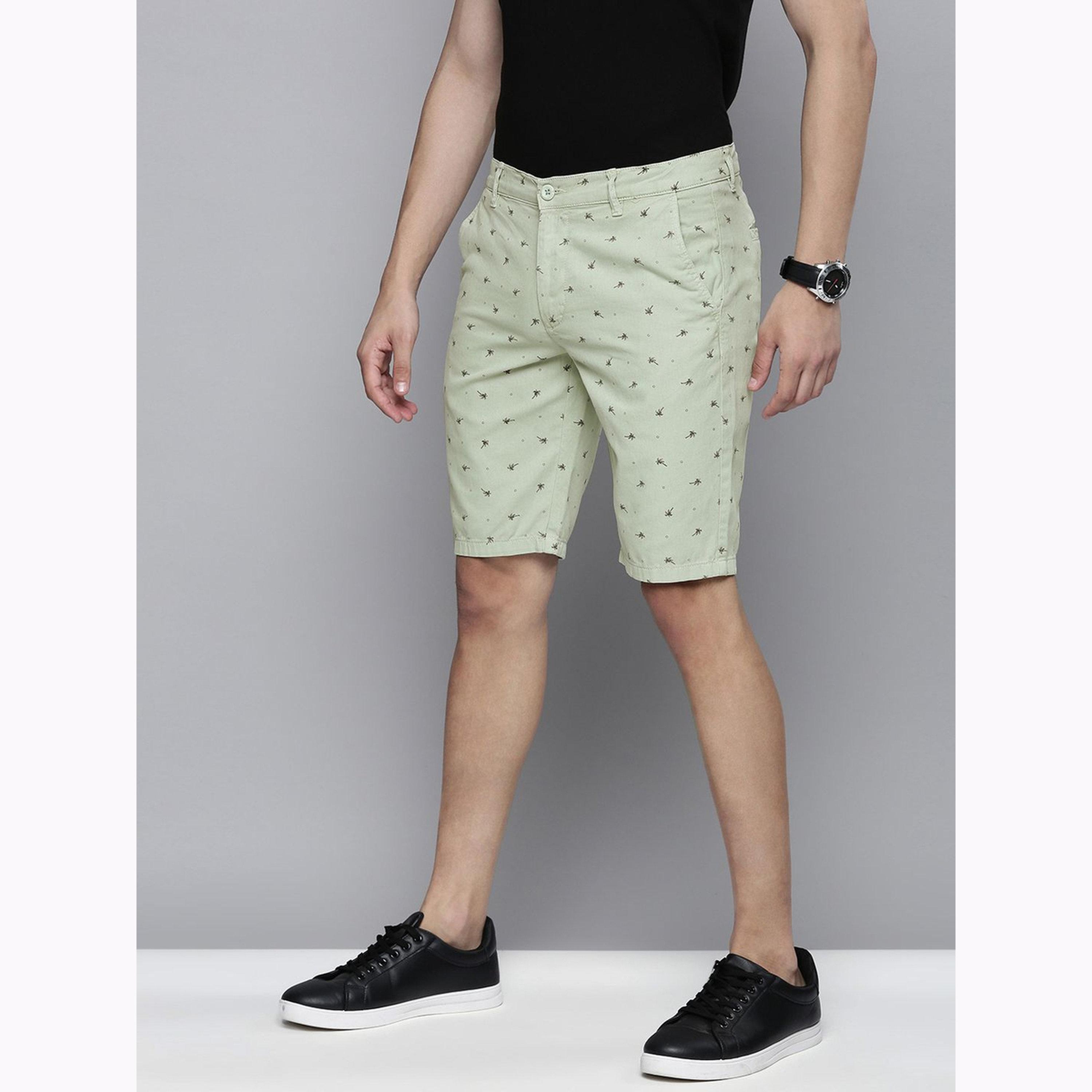 The Indian Garage Co X Styli Men Green Slim Fit Solid Shorts-men-clothing-bottoms-shorts-image-5
