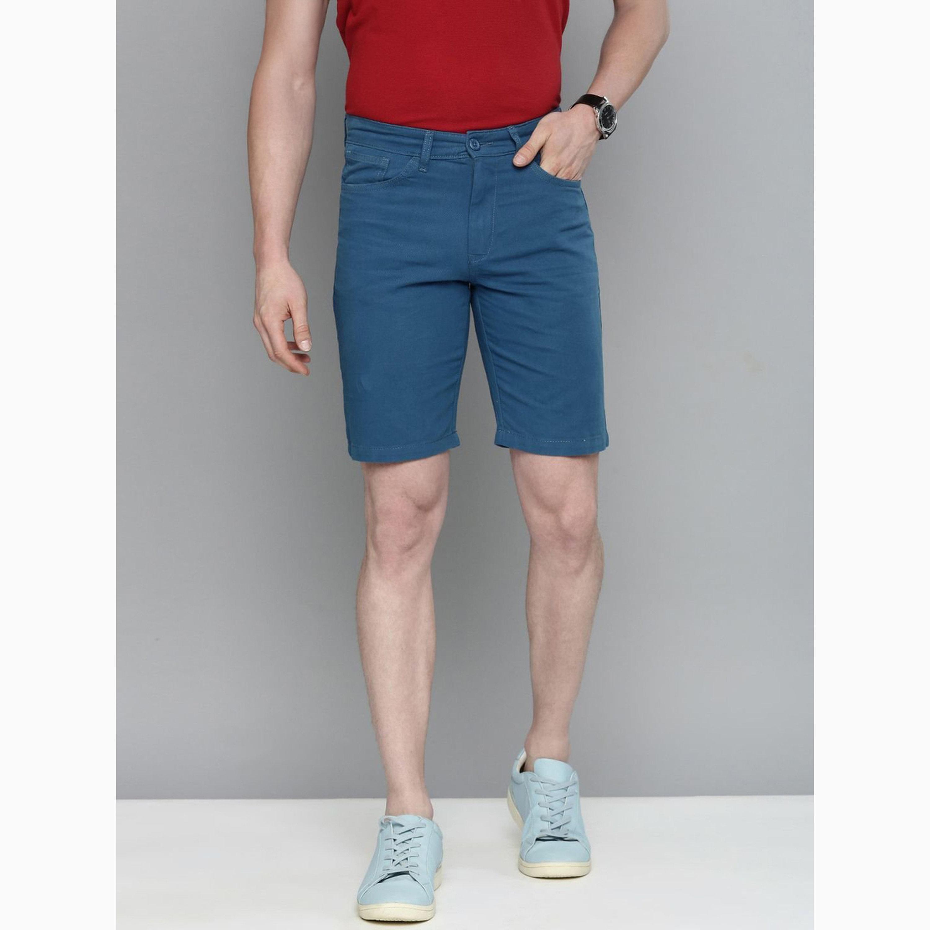 شورت بلون سادة وقصة ضيقة للرجال-men-clothing-bottoms-shorts-image-1