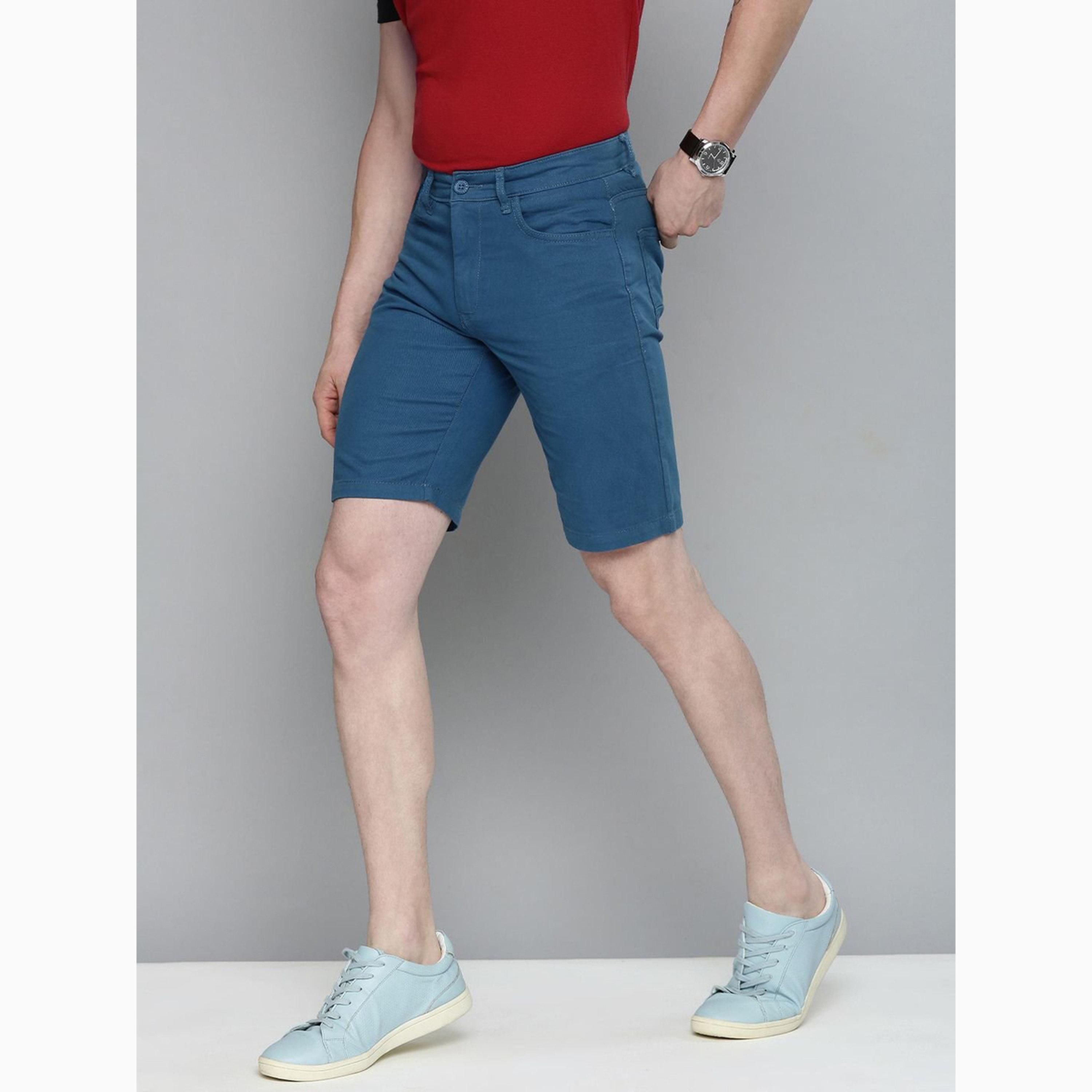 شورت بلون سادة وقصة ضيقة للرجال-men-clothing-bottoms-shorts-image-5