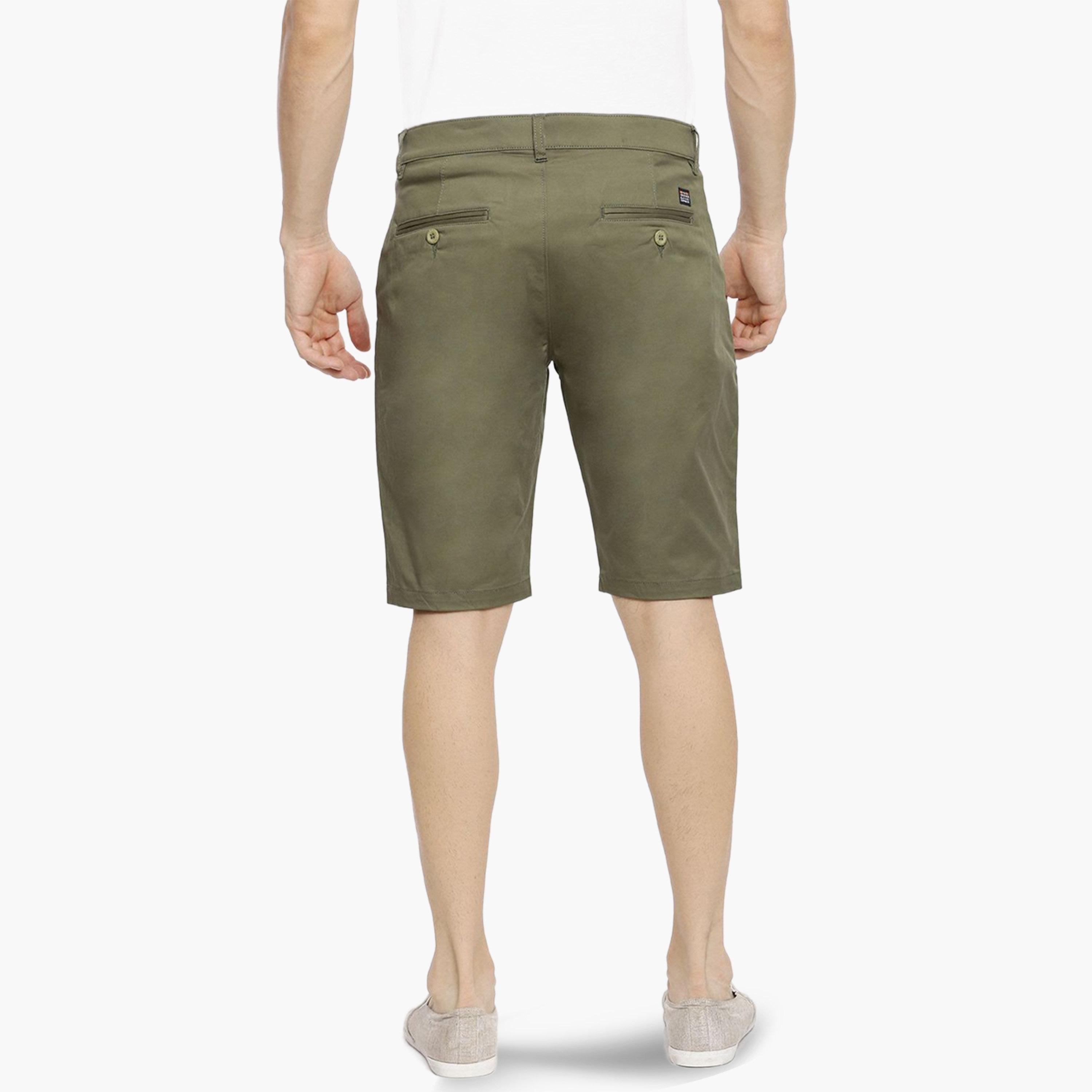 The Indian Garage Co X Styli Men Green Slim Fit Solid Shorts-men-clothing-bottoms-shorts-image-3