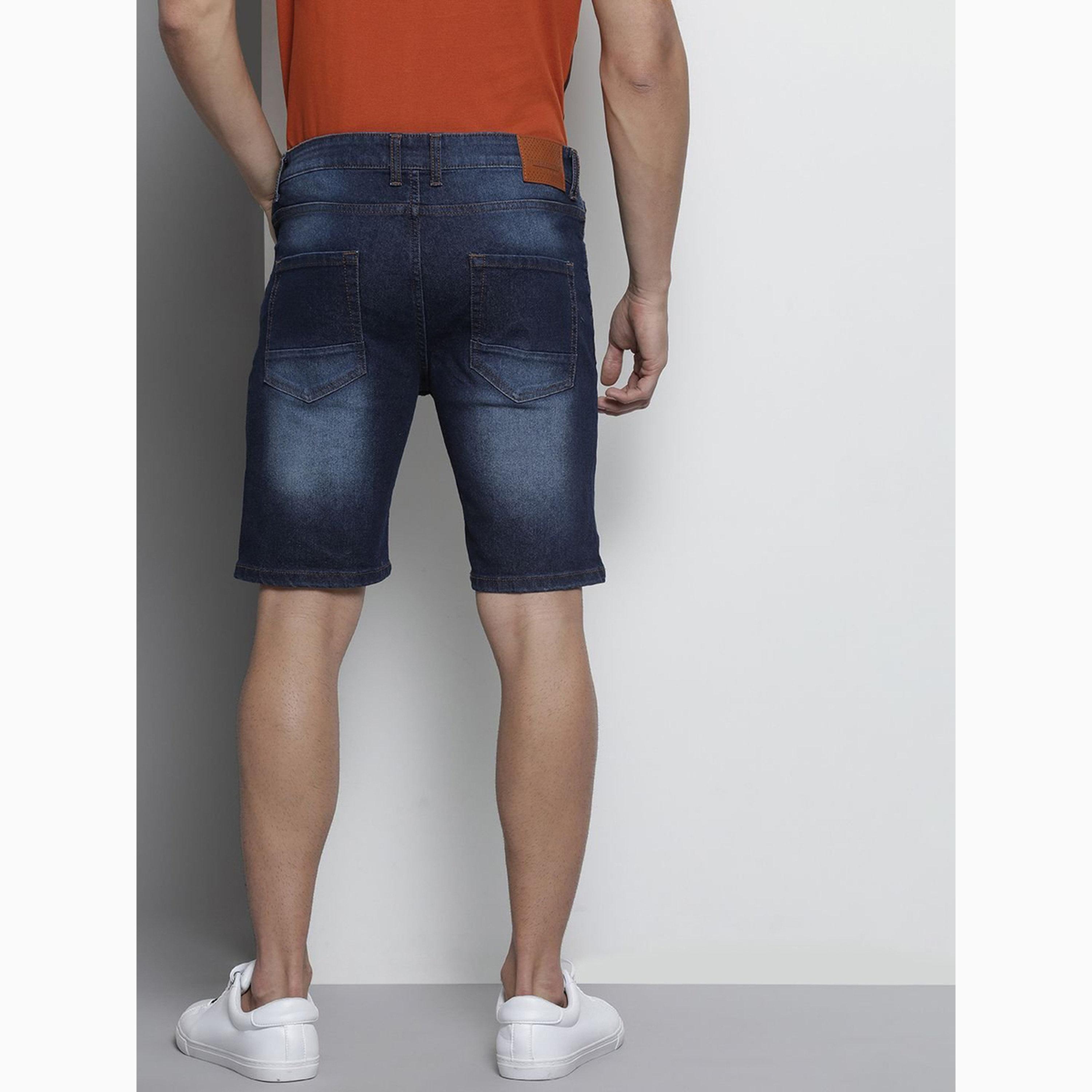 The Indian Garage Co X Styli Men Slim Fit Solid Denim Shorts-men-clothing-bottoms-shorts-image-3