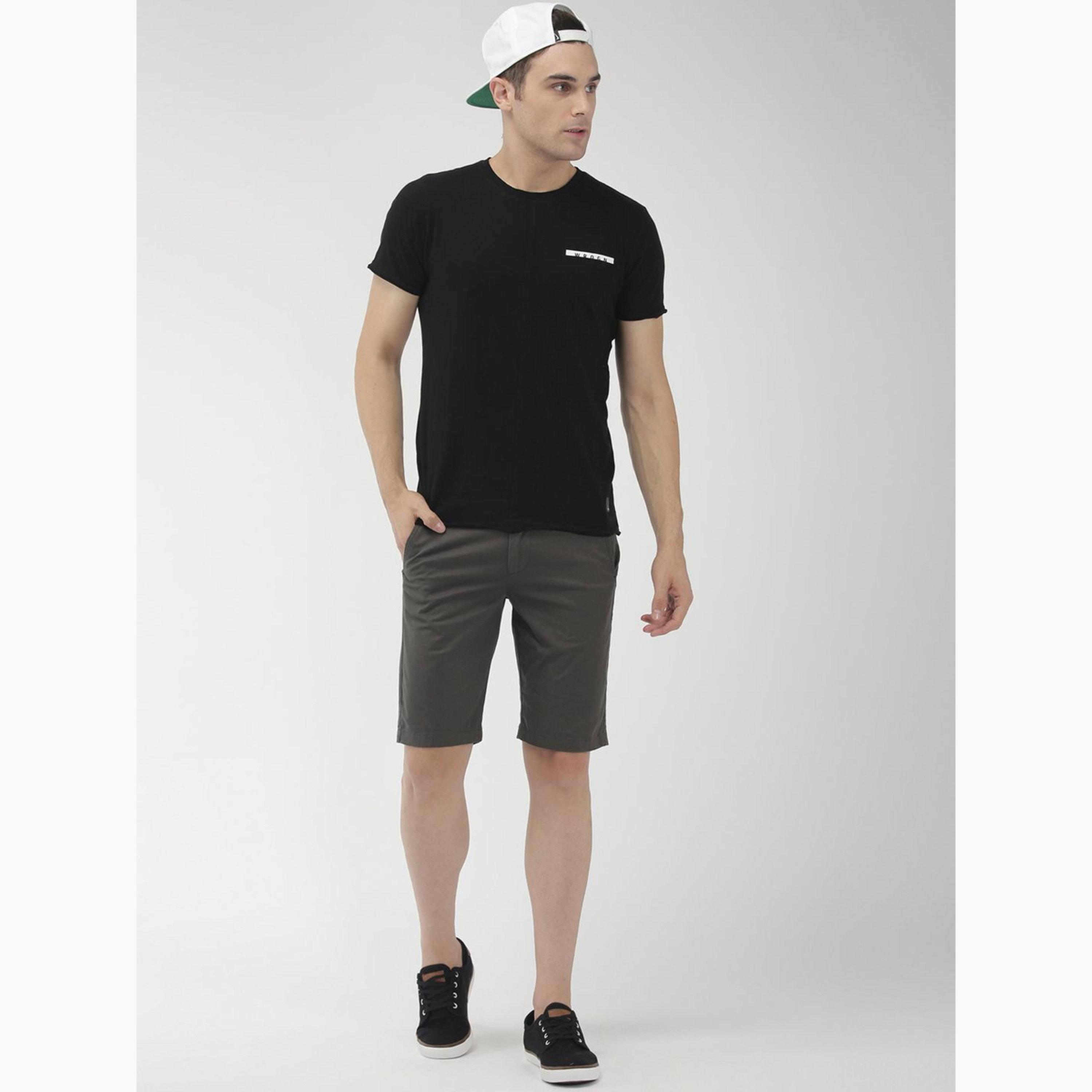 The Indian Garage Co X Styli Men Grey Slim Fit Solid Shorts-men-clothing-bottoms-shorts-image-2