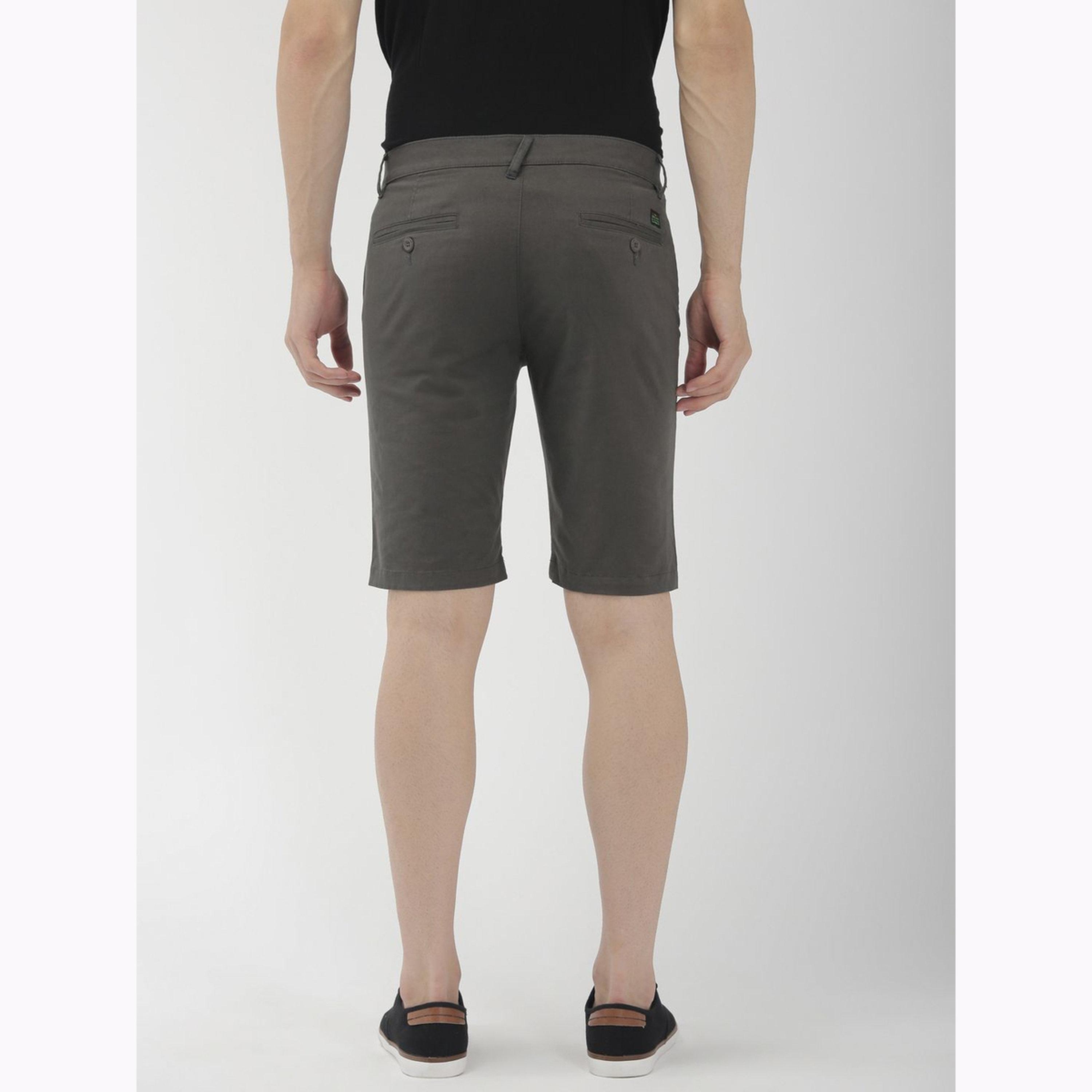 The Indian Garage Co X Styli Men Grey Slim Fit Solid Shorts-men-clothing-bottoms-shorts-image-3