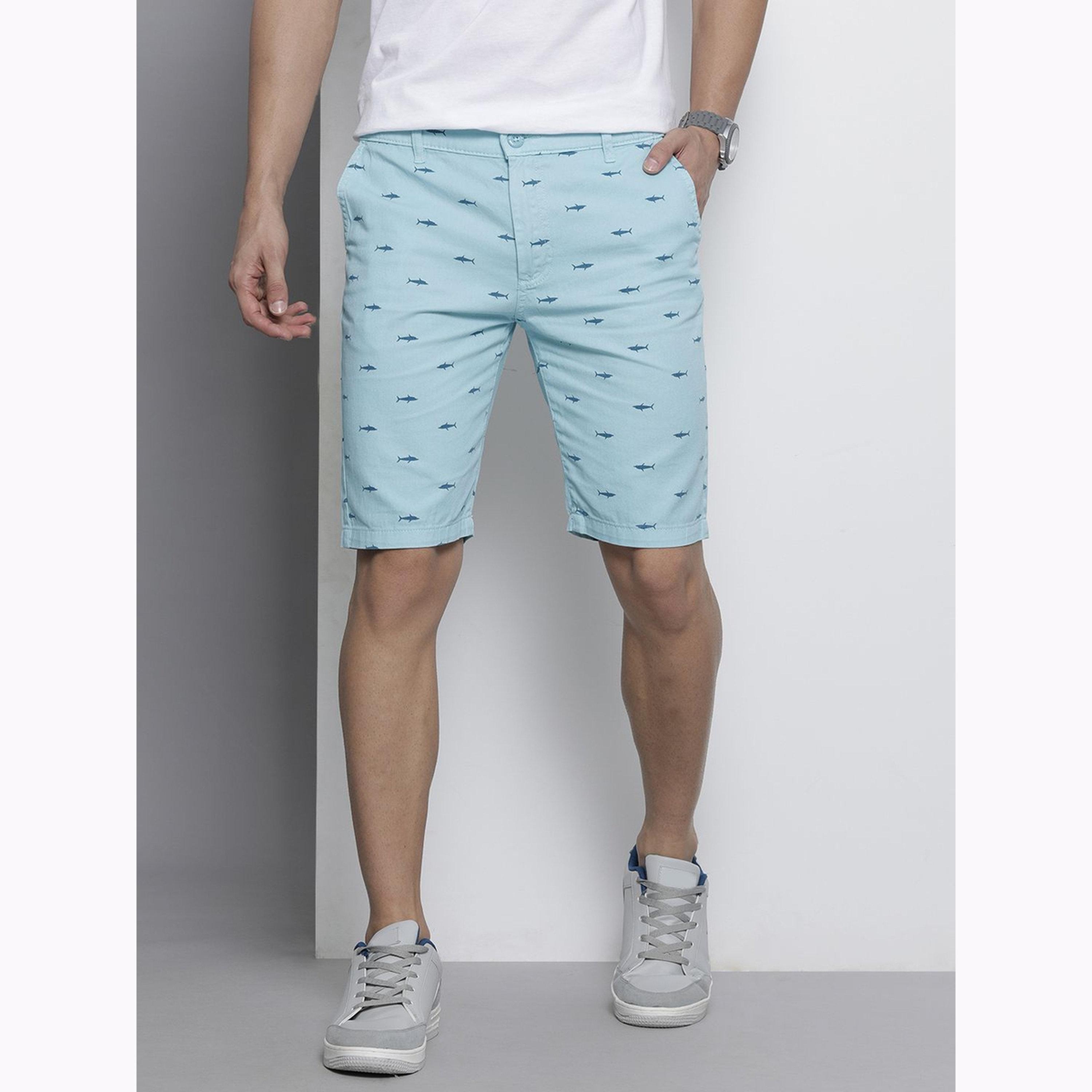 The Indian Garage Co X Styli Men Blue Slim Fit Printed Shorts-men-clothing-bottoms-shorts-image-1
