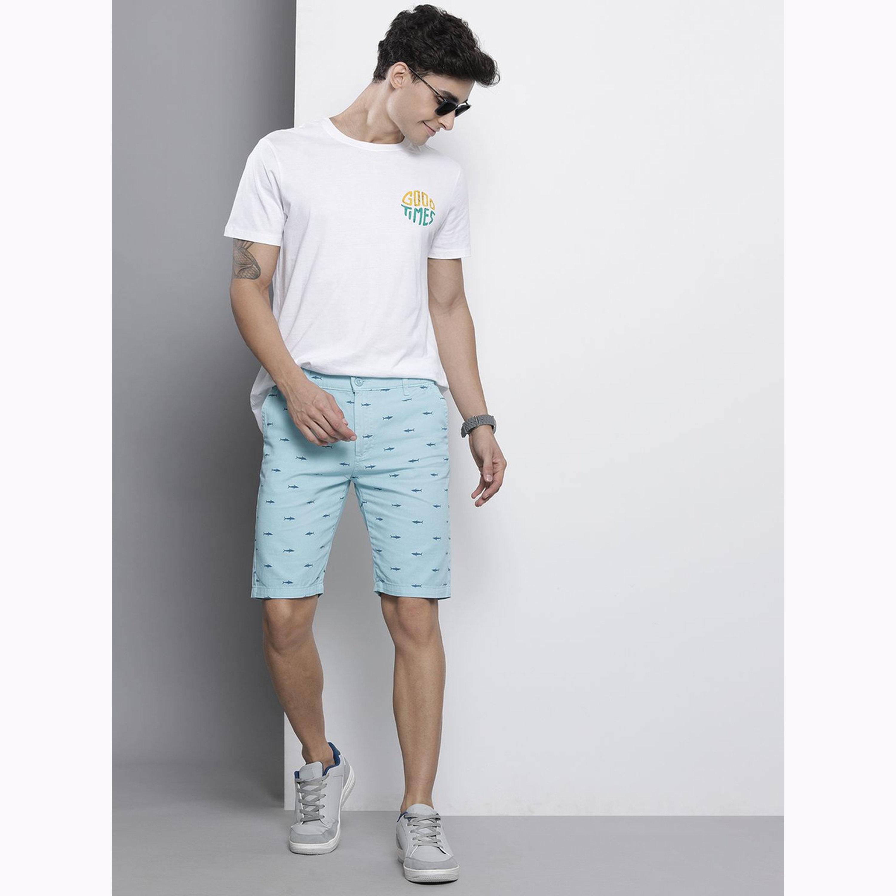 The Indian Garage Co X Styli Men Blue Slim Fit Printed Shorts-men-clothing-bottoms-shorts-image-2