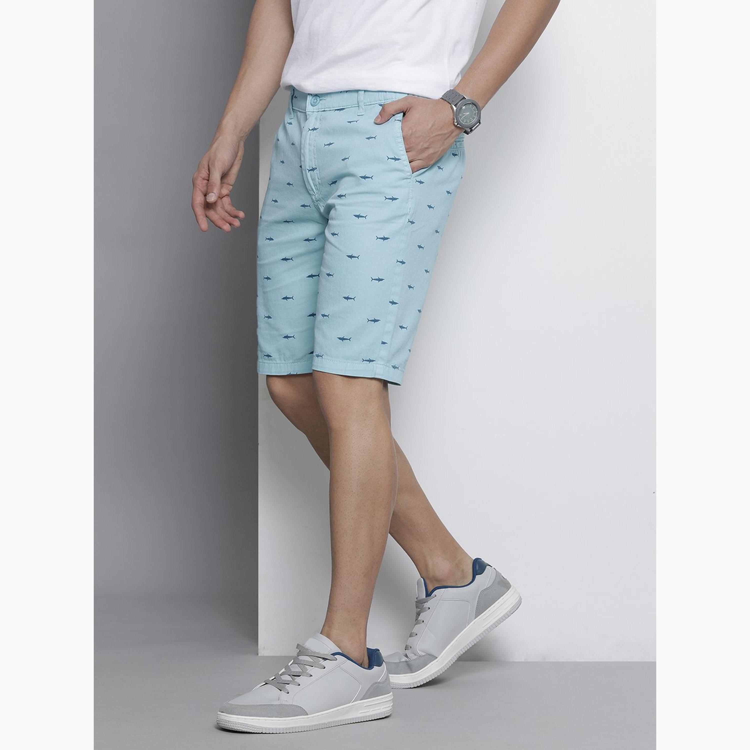 The Indian Garage Co X Styli Men Blue Slim Fit Printed Shorts-men-clothing-bottoms-shorts-image-5