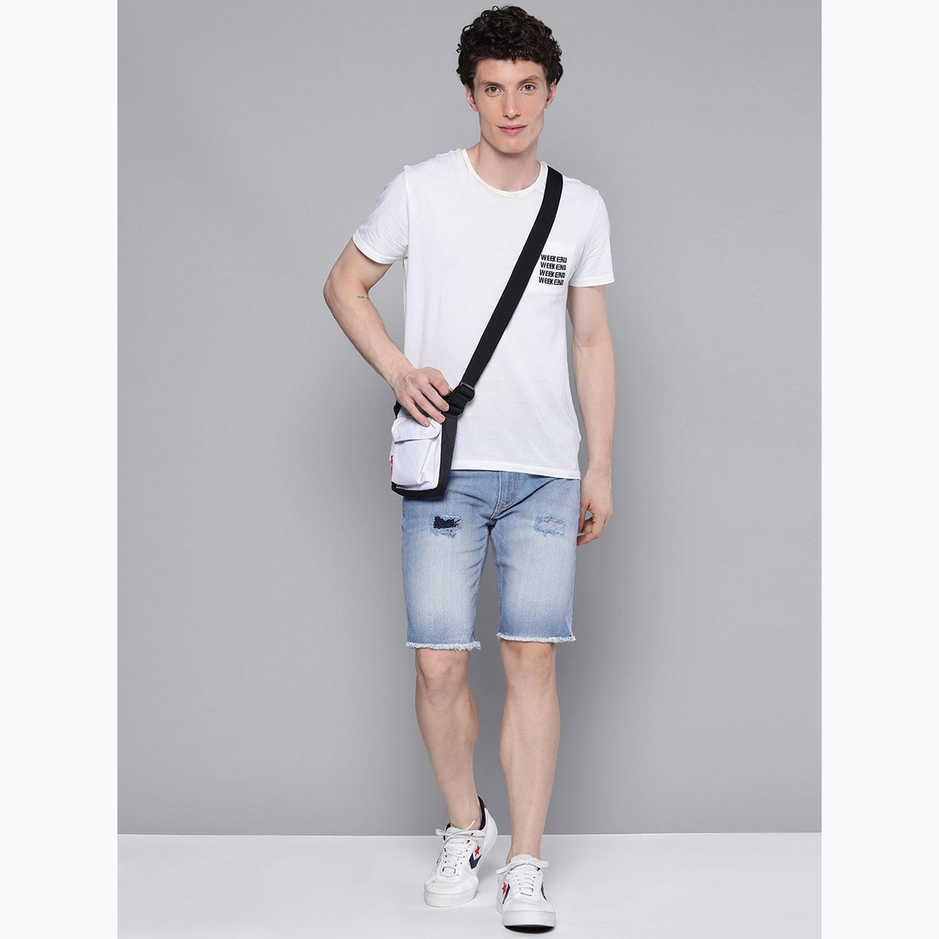 The Indian Garage Co X Styli Men Blue Slim Fit Solid Denim Shorts-men-clothing-bottoms-shorts-image-2