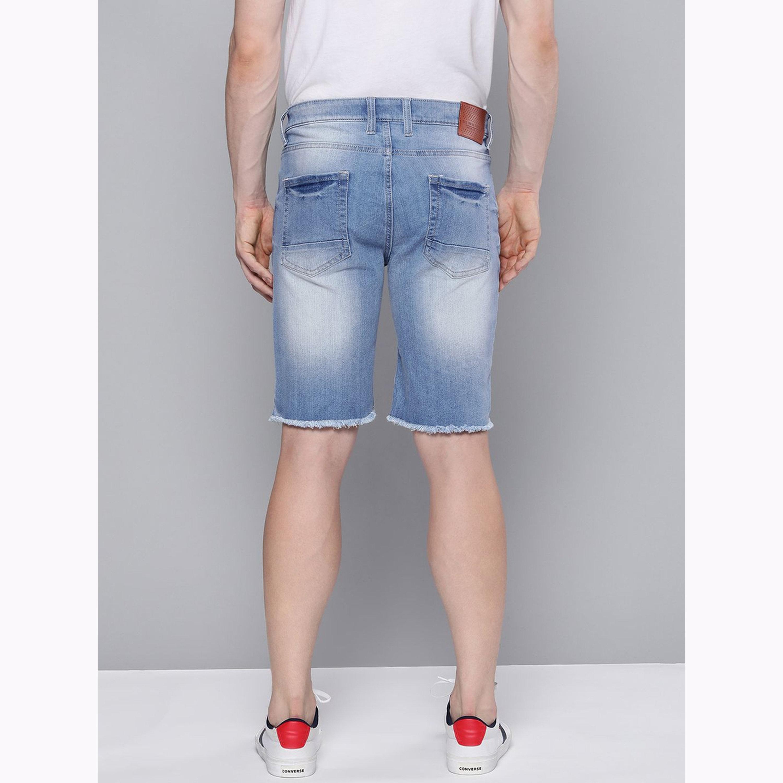 The Indian Garage Co X Styli Men Blue Slim Fit Solid Denim Shorts-men-clothing-bottoms-shorts-image-3