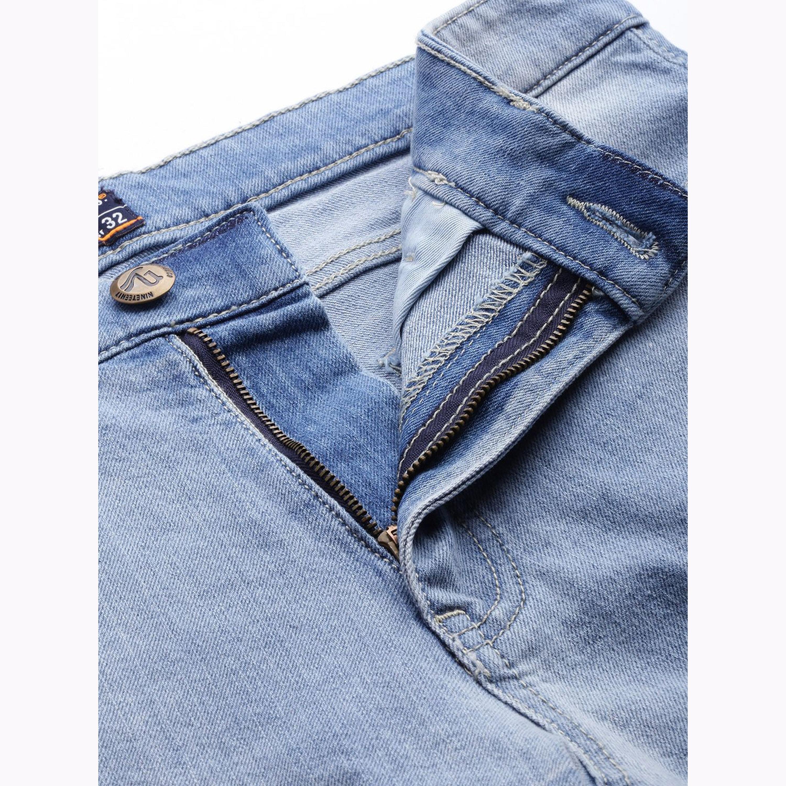 The Indian Garage Co X Styli Men Blue Slim Fit Solid Denim Shorts-men-clothing-bottoms-shorts-image-4