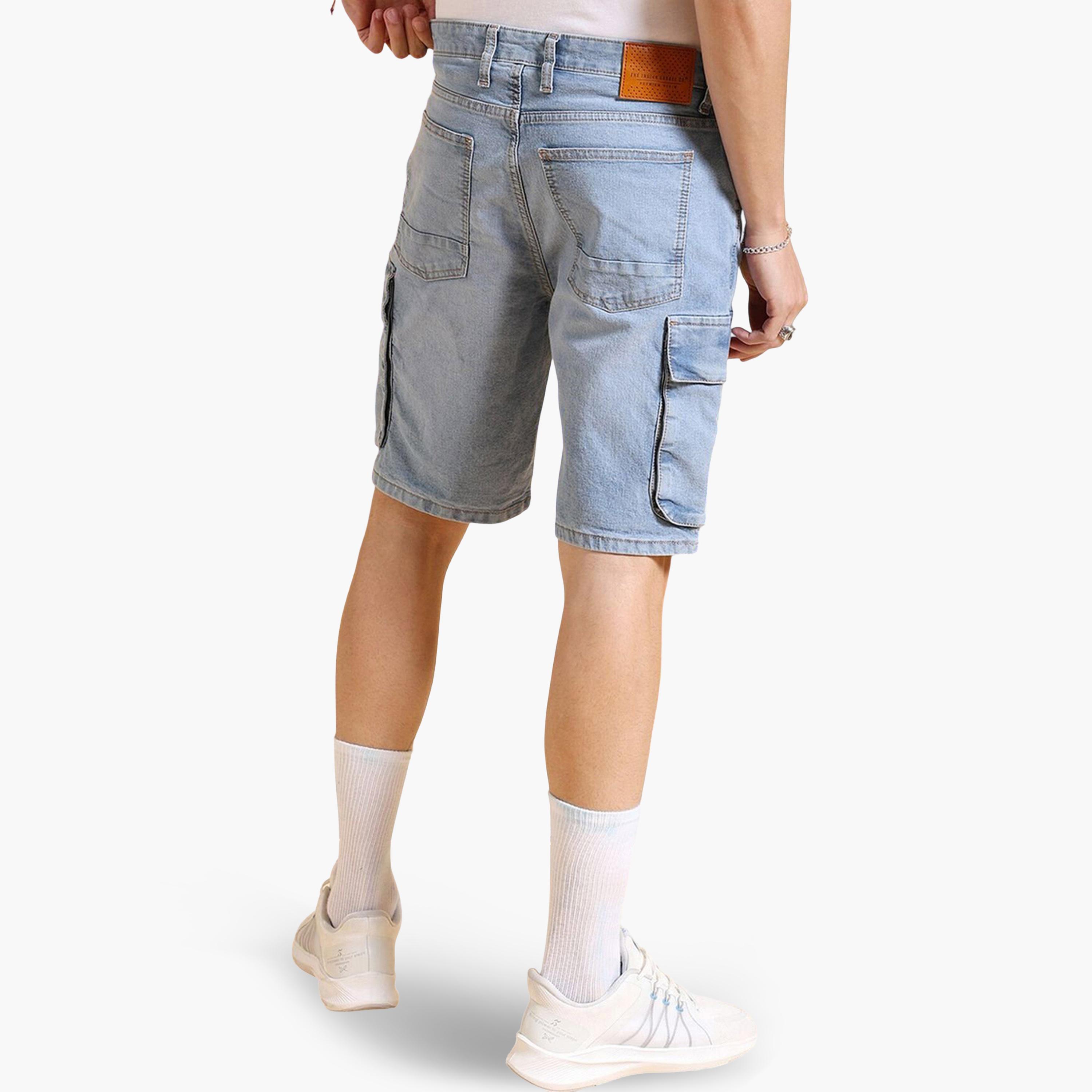 The Indian Garage Co X Styli Men Relaxed Fit Solid Denim Shorts-men-clothing-bottoms-shorts-image-3