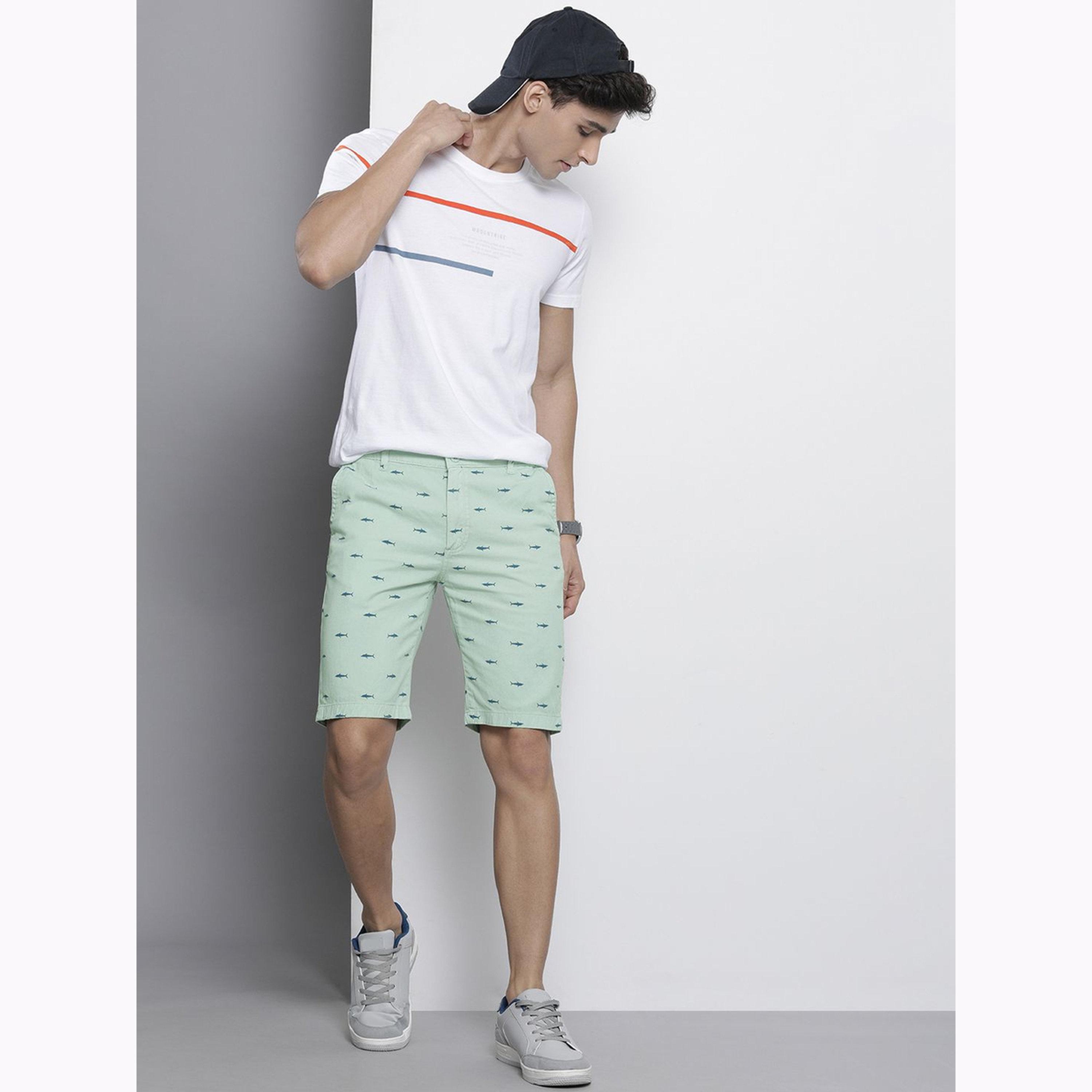The Indian Garage Co X Styli Men Green Slim Fit Printed Shorts-men-clothing-bottoms-shorts-image-2