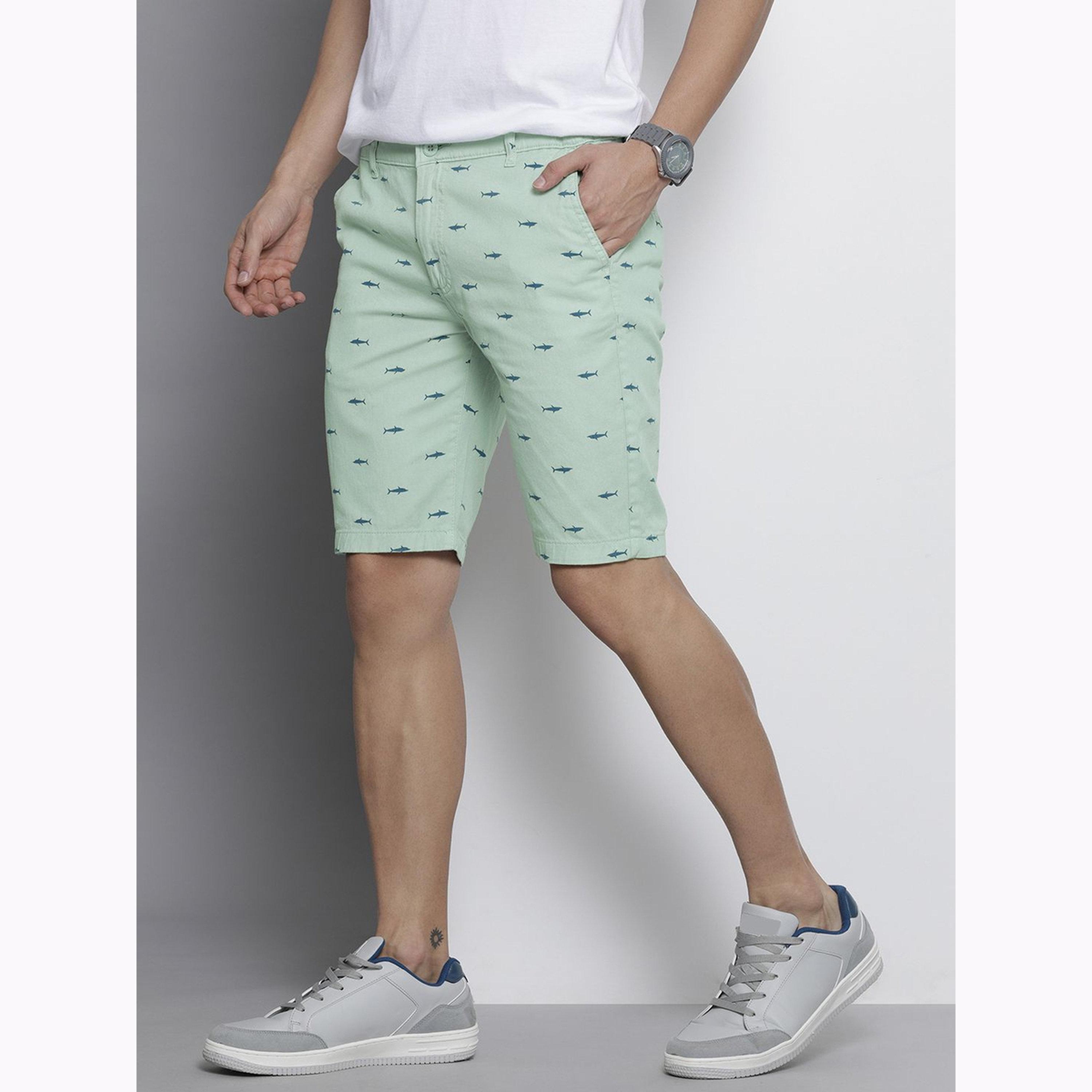 The Indian Garage Co X Styli Men Green Slim Fit Printed Shorts-men-clothing-bottoms-shorts-image-5