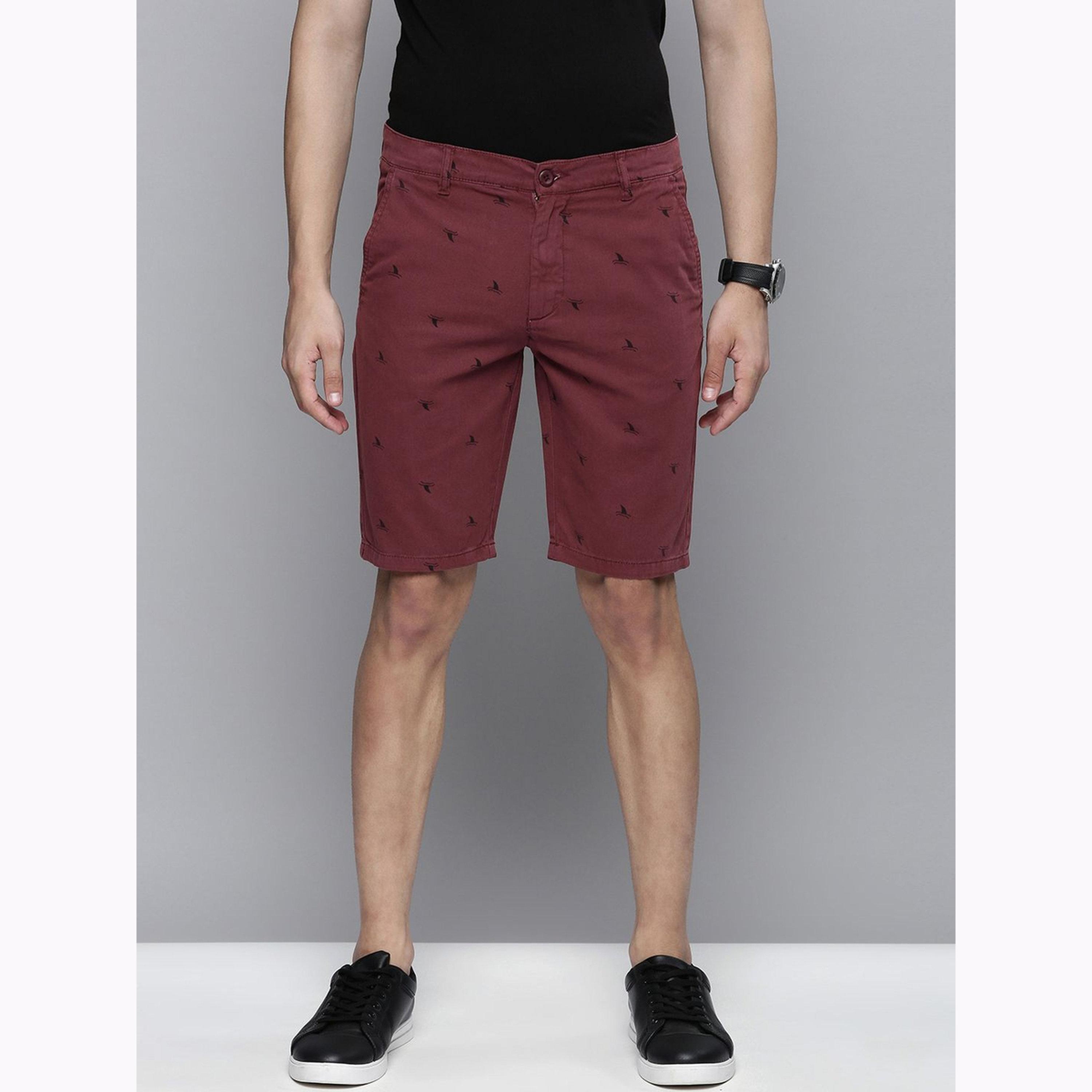 The Indian Garage Co X Styli Men Burgundy Slim Fit Solid Shorts-men-clothing-bottoms-shorts-image-1