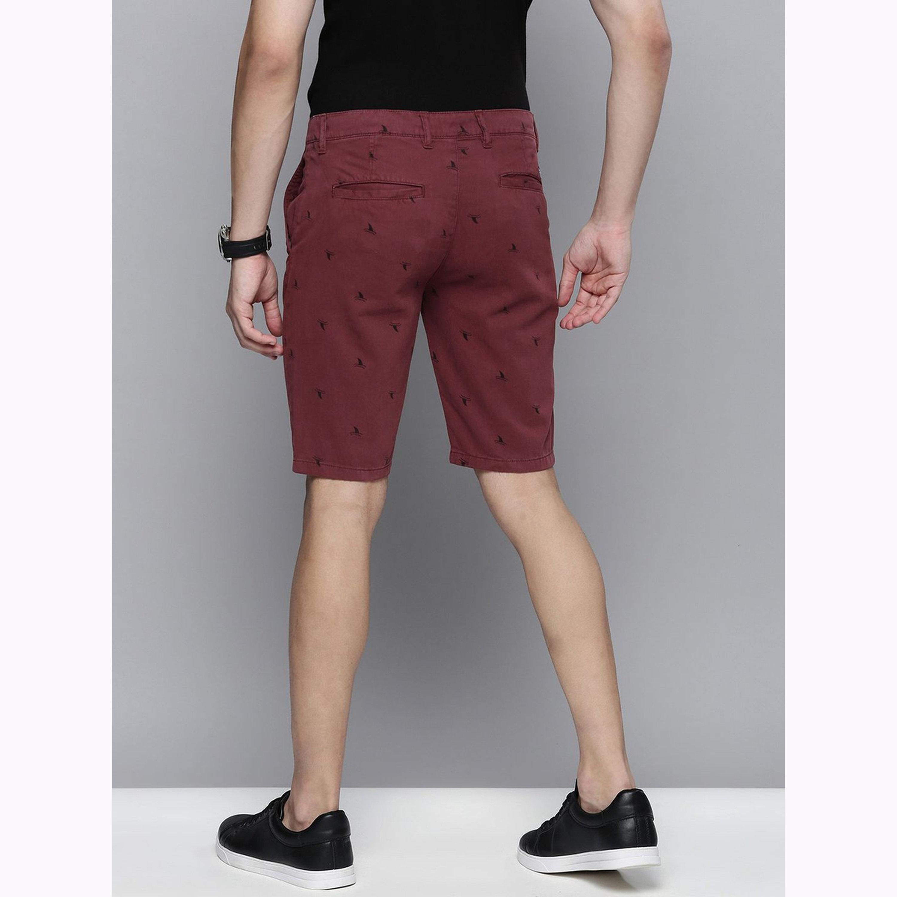 The Indian Garage Co X Styli Men Burgundy Slim Fit Solid Shorts-men-clothing-bottoms-shorts-image-3