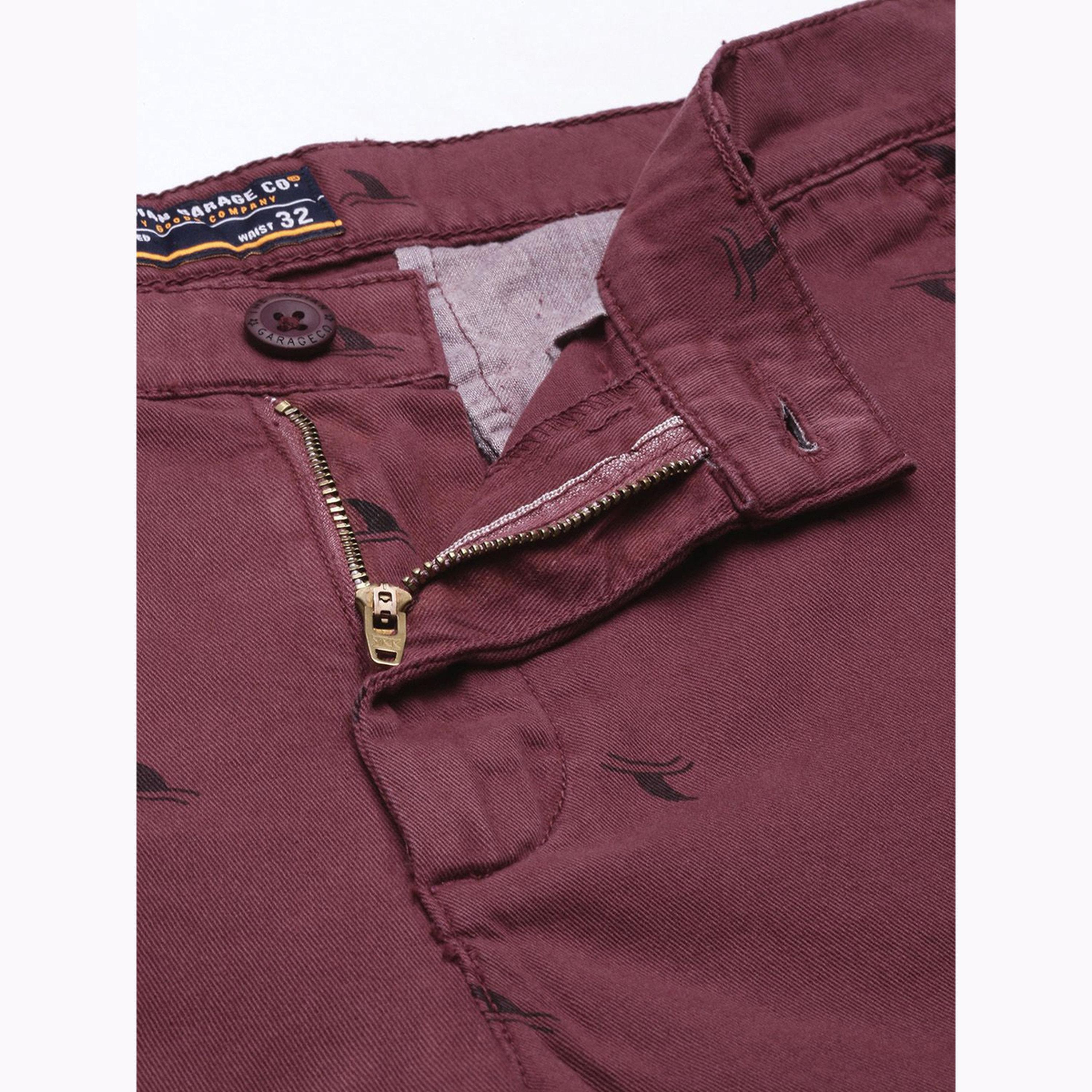 The Indian Garage Co X Styli Men Burgundy Slim Fit Solid Shorts-men-clothing-bottoms-shorts-image-4