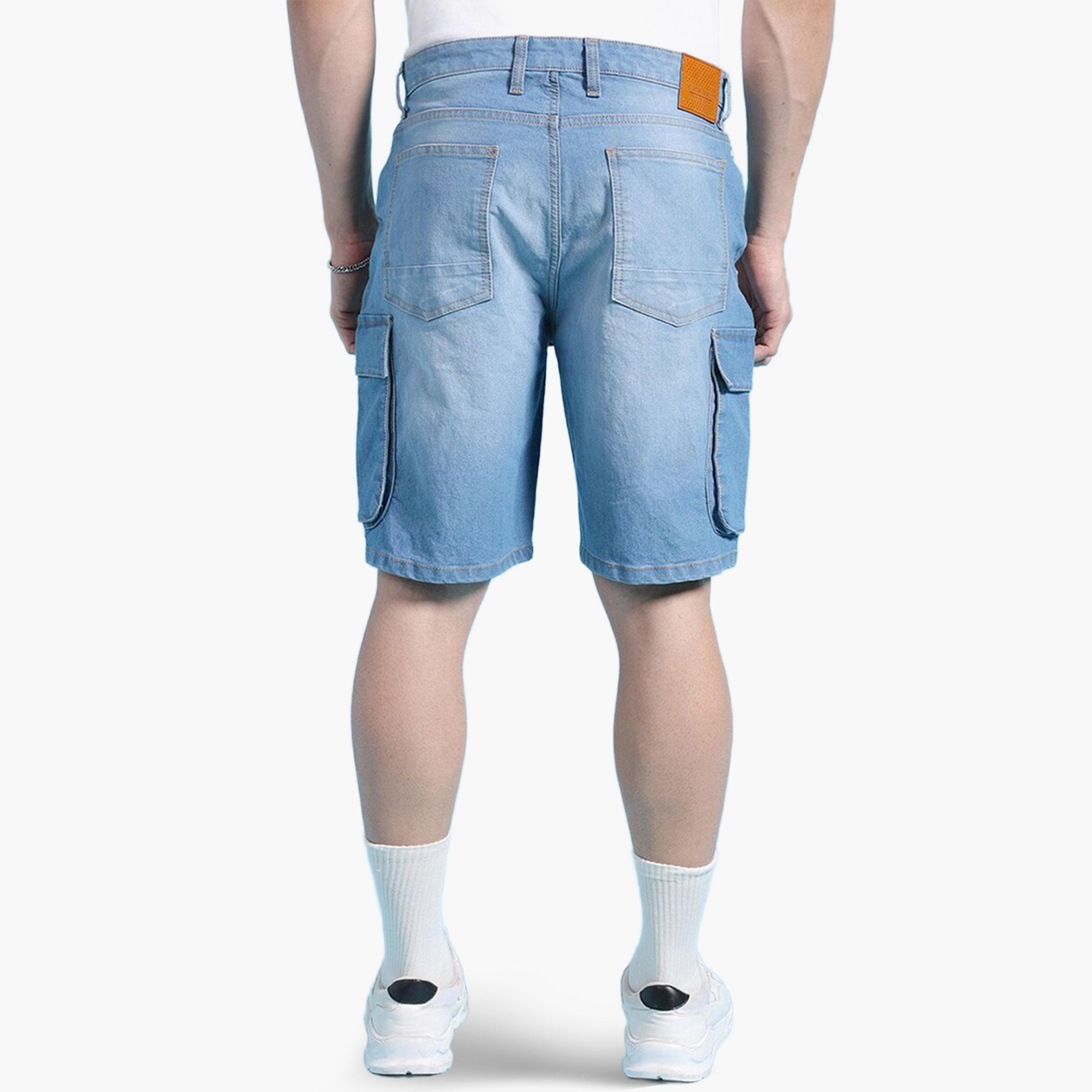 The Indian Garage Co X Styli Men Blue Relaxed Fit Solid Denim Shorts-men-clothing-bottoms-shorts-image-3