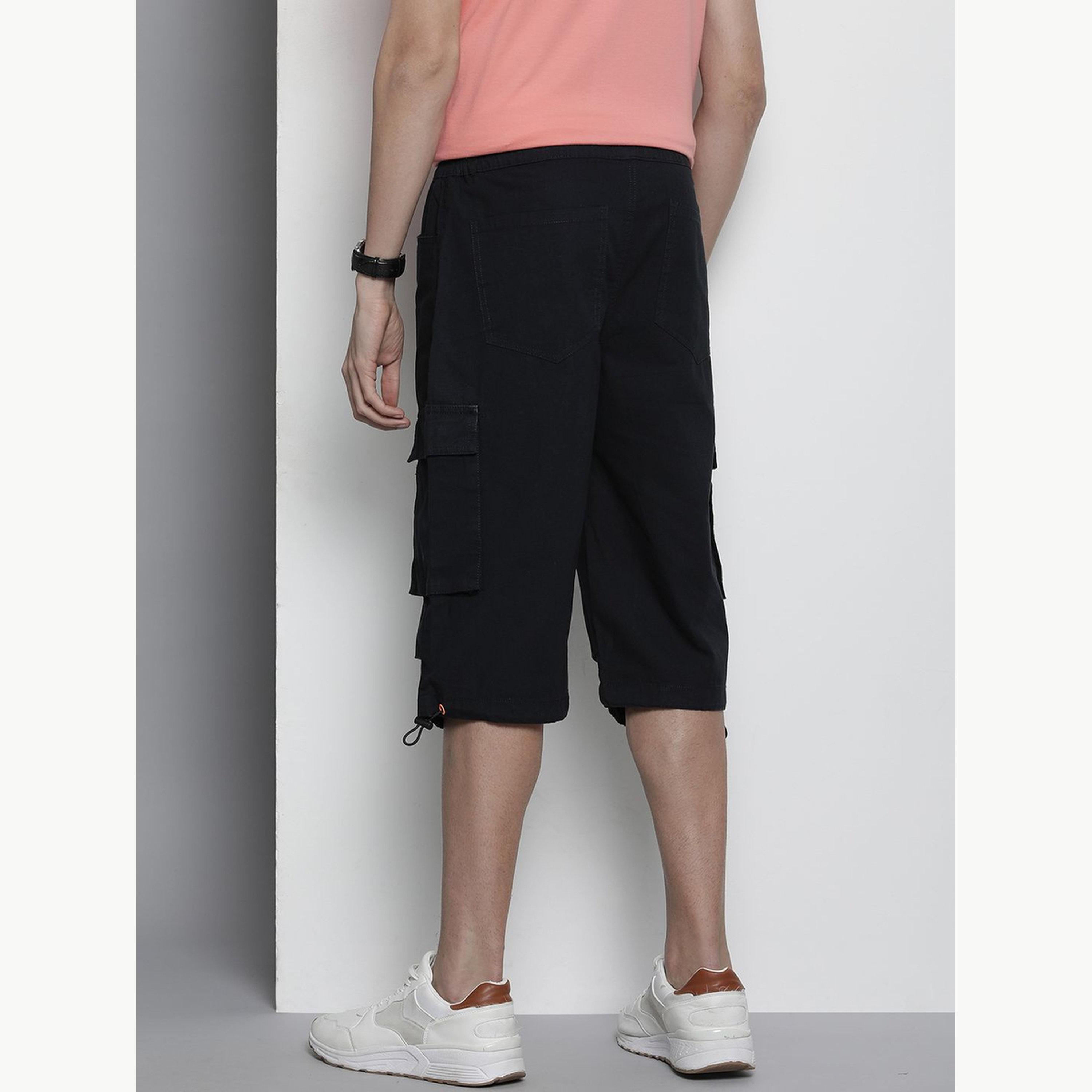 شورت كارغو سادة بقصة مريحة للرجال-men-clothing-bottoms-shorts-image-3