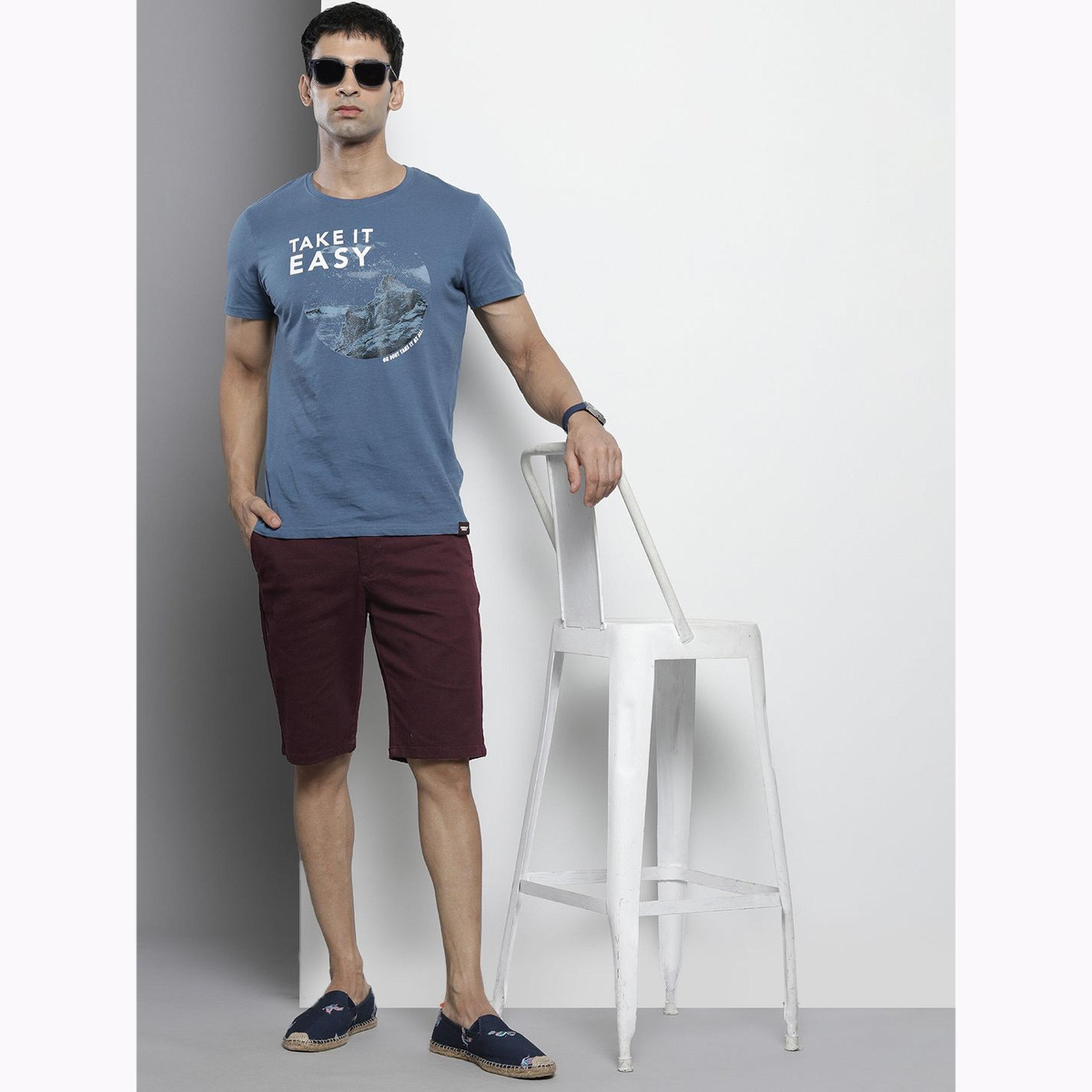 The Indian Garage Co X Styli Men Purple Slim Fit Solid Shorts-men-clothing-bottoms-shorts-image-2