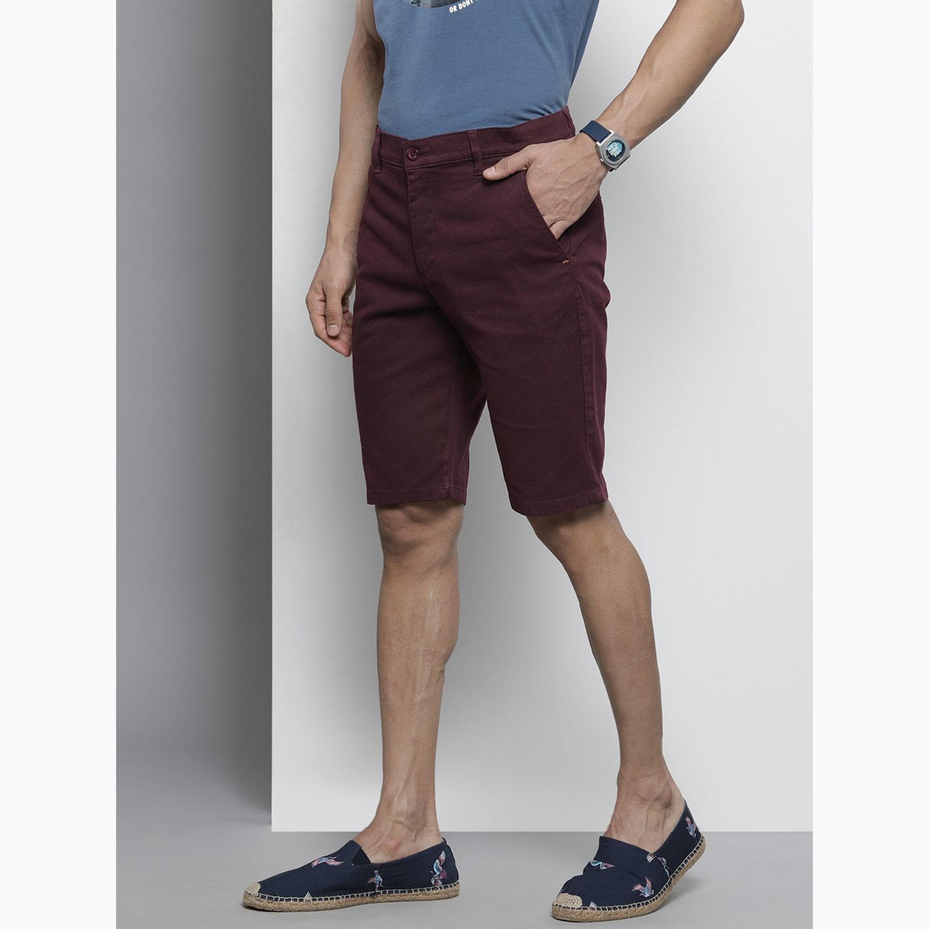 The Indian Garage Co X Styli Men Purple Slim Fit Solid Shorts-men-clothing-bottoms-shorts-image-5