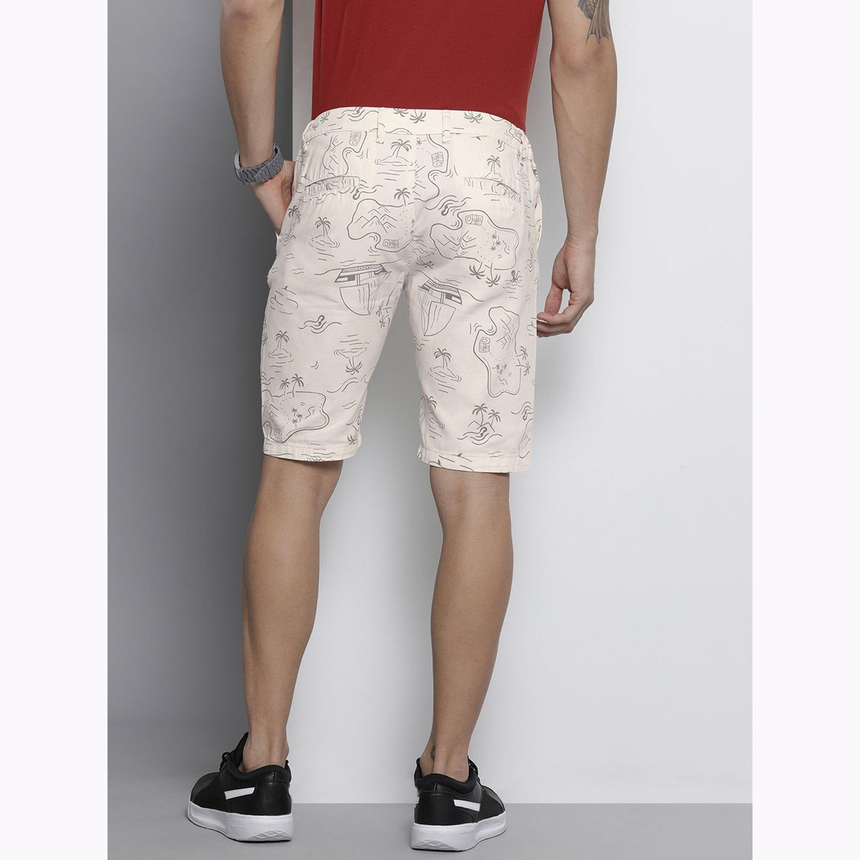 The Indian Garage Co X Styli Men Cream Slim Fit Printed Shorts-men-clothing-bottoms-shorts-image-3