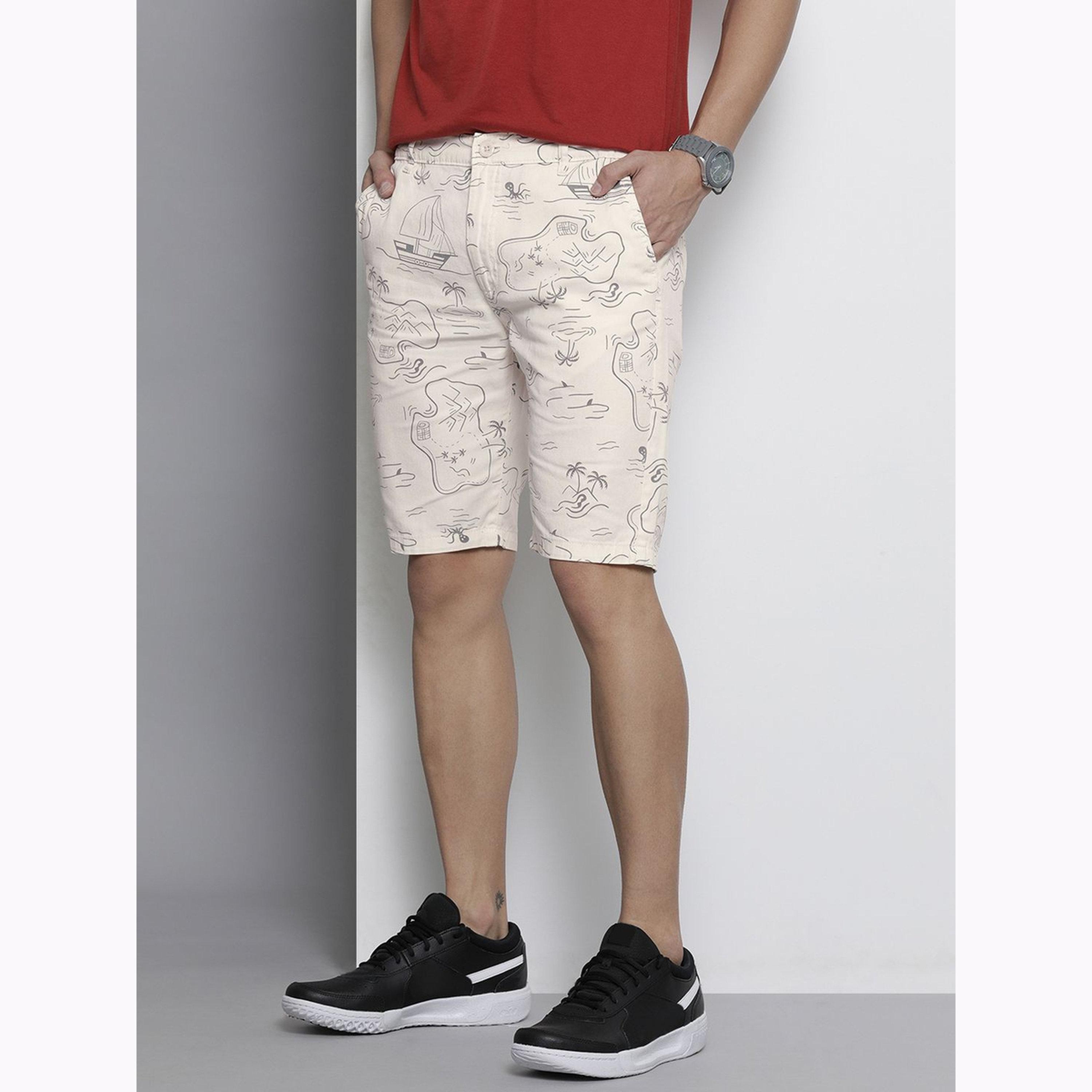 The Indian Garage Co X Styli Men Cream Slim Fit Printed Shorts-men-clothing-bottoms-shorts-image-5