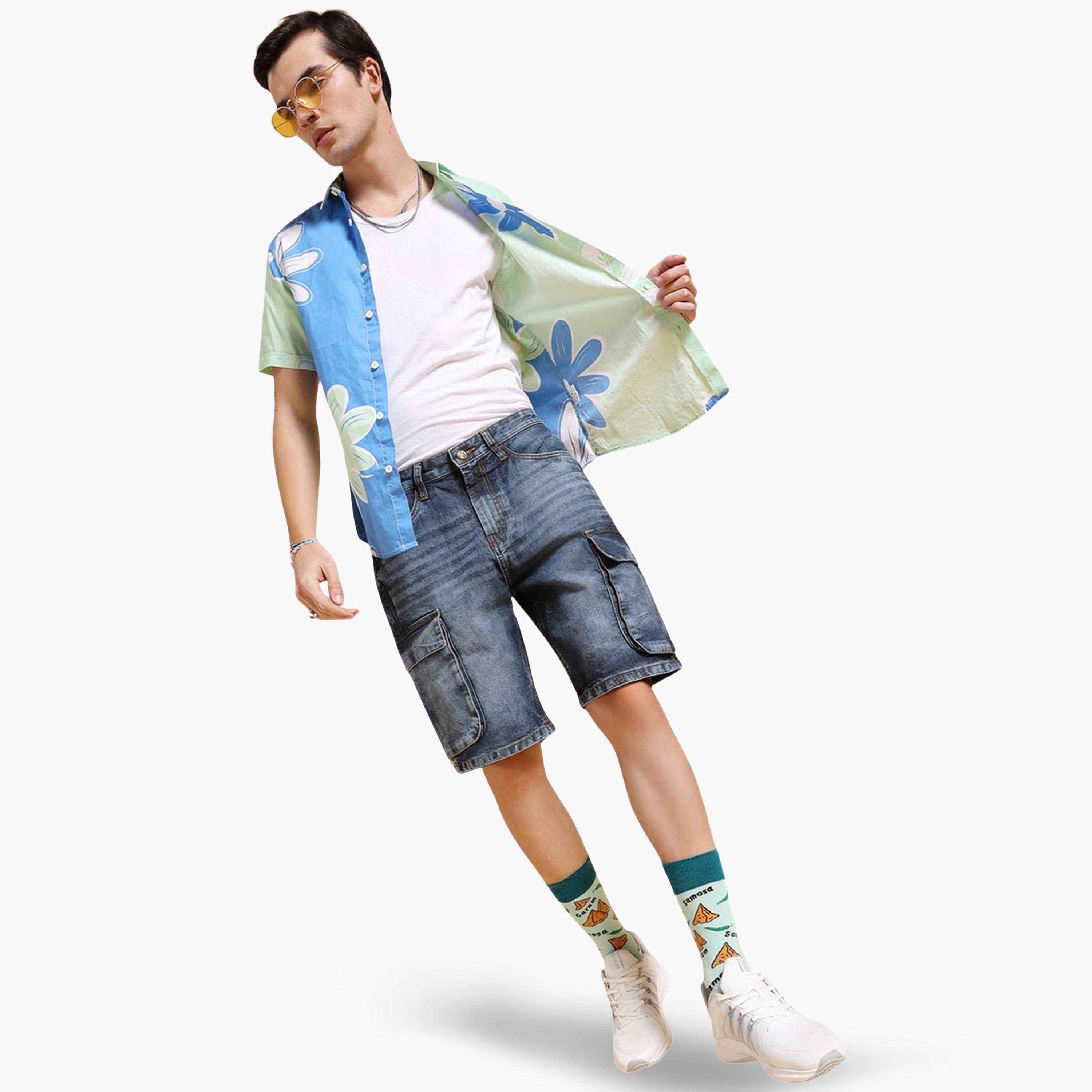 The Indian Garage Co X Styli Men Relaxed Fit Solid Denim Shorts-men-clothing-bottoms-shorts-image-2