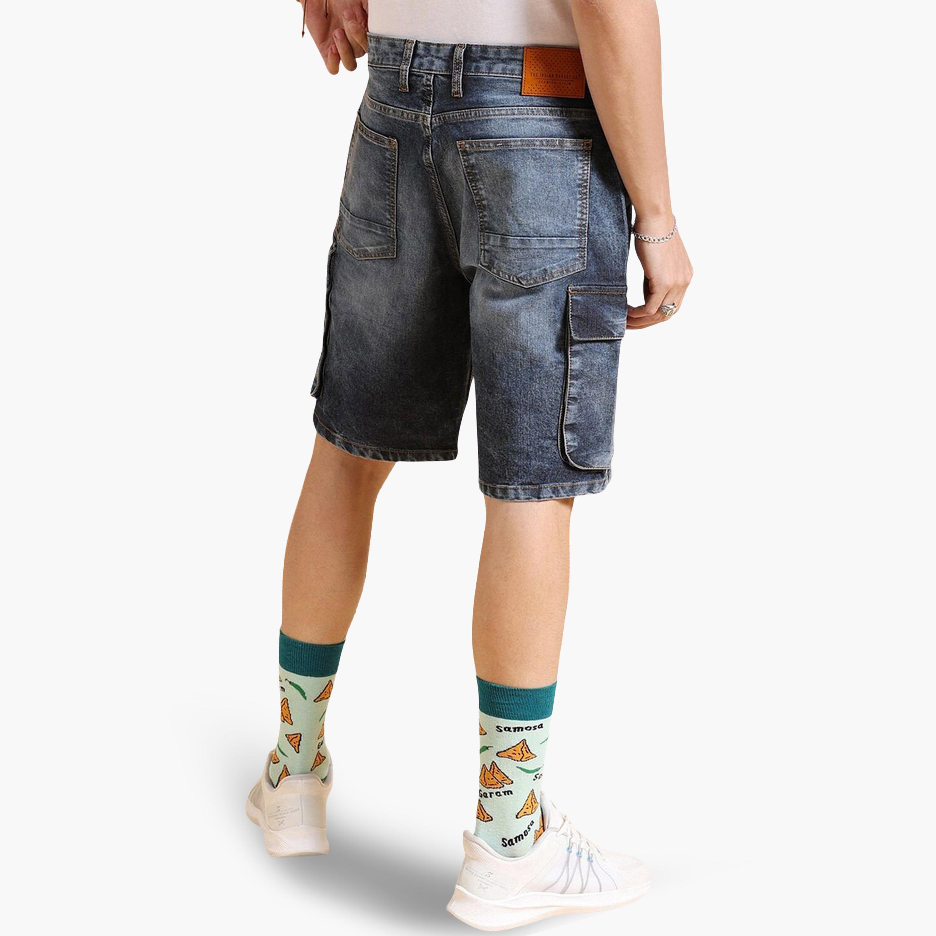 The Indian Garage Co X Styli Men Relaxed Fit Solid Denim Shorts-men-clothing-bottoms-shorts-image-3