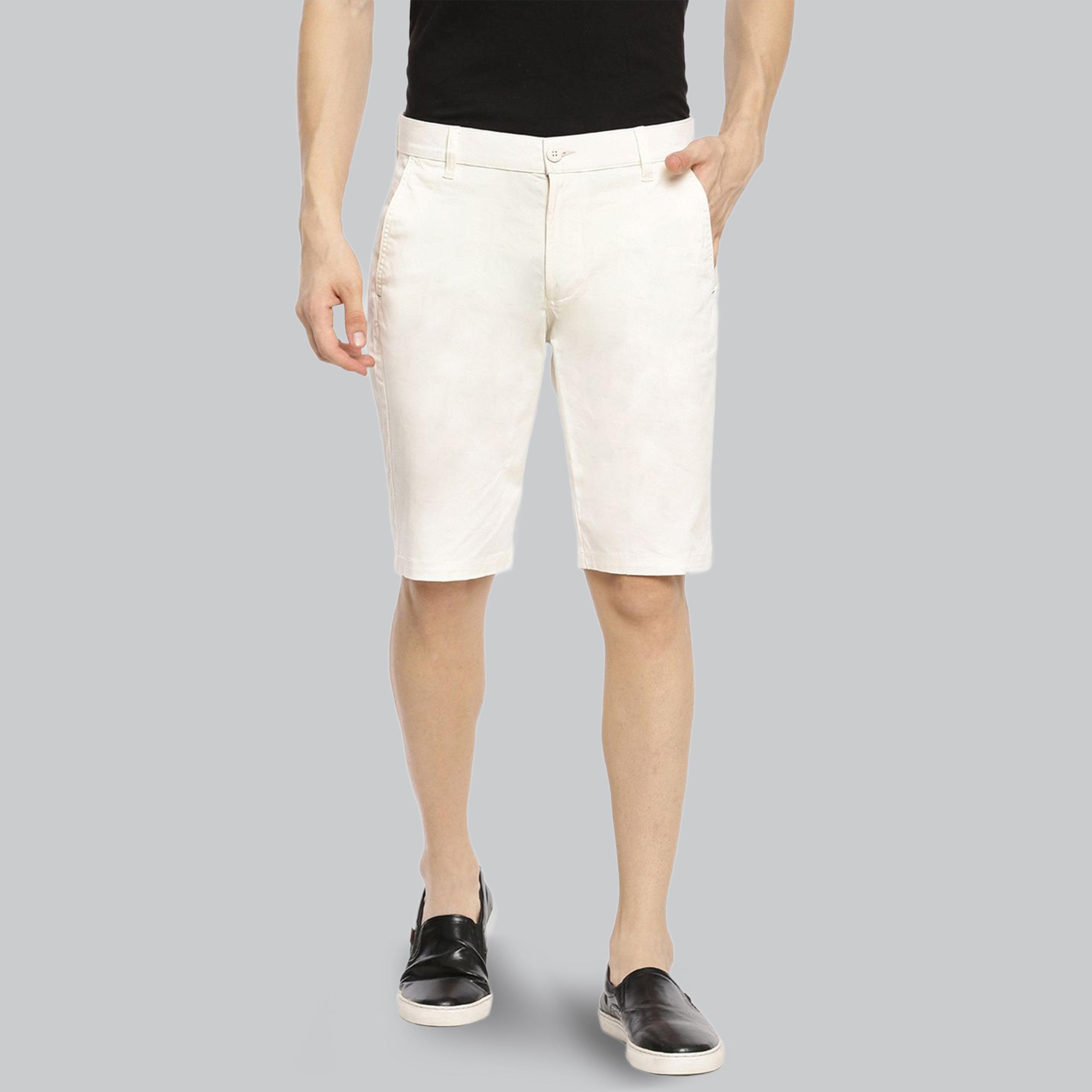 The Indian Garage Co X Styli Men White Slim Fit Solid Shorts-men-clothing-bottoms-shorts-image-1
