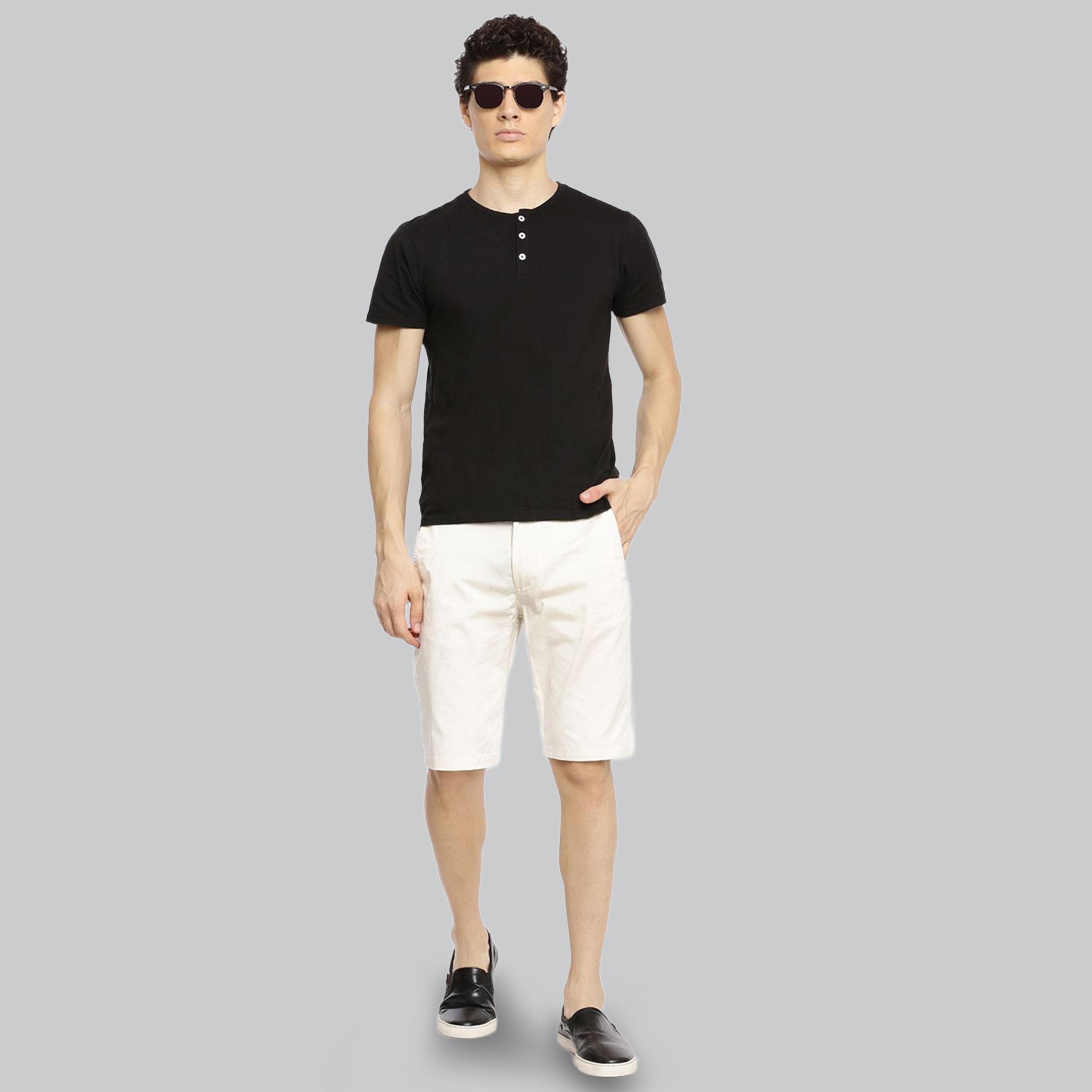 The Indian Garage Co X Styli Men White Slim Fit Solid Shorts-men-clothing-bottoms-shorts-image-2