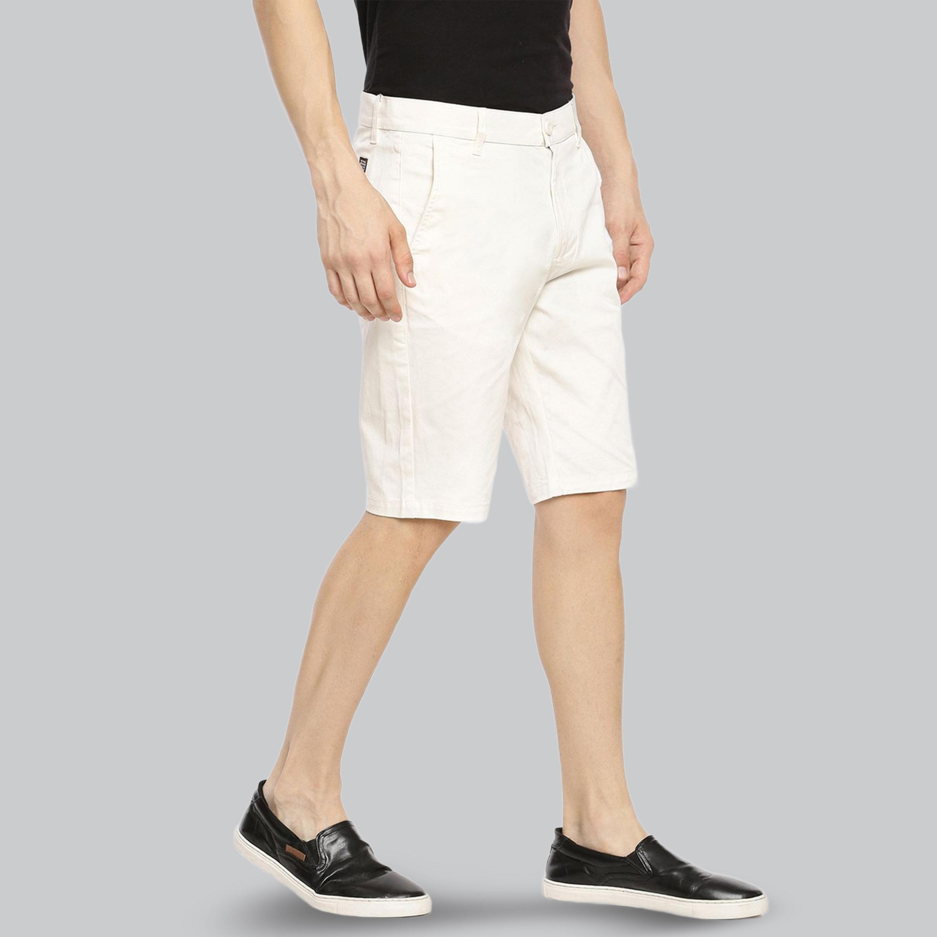 The Indian Garage Co X Styli Men White Slim Fit Solid Shorts-men-clothing-bottoms-shorts-image-5