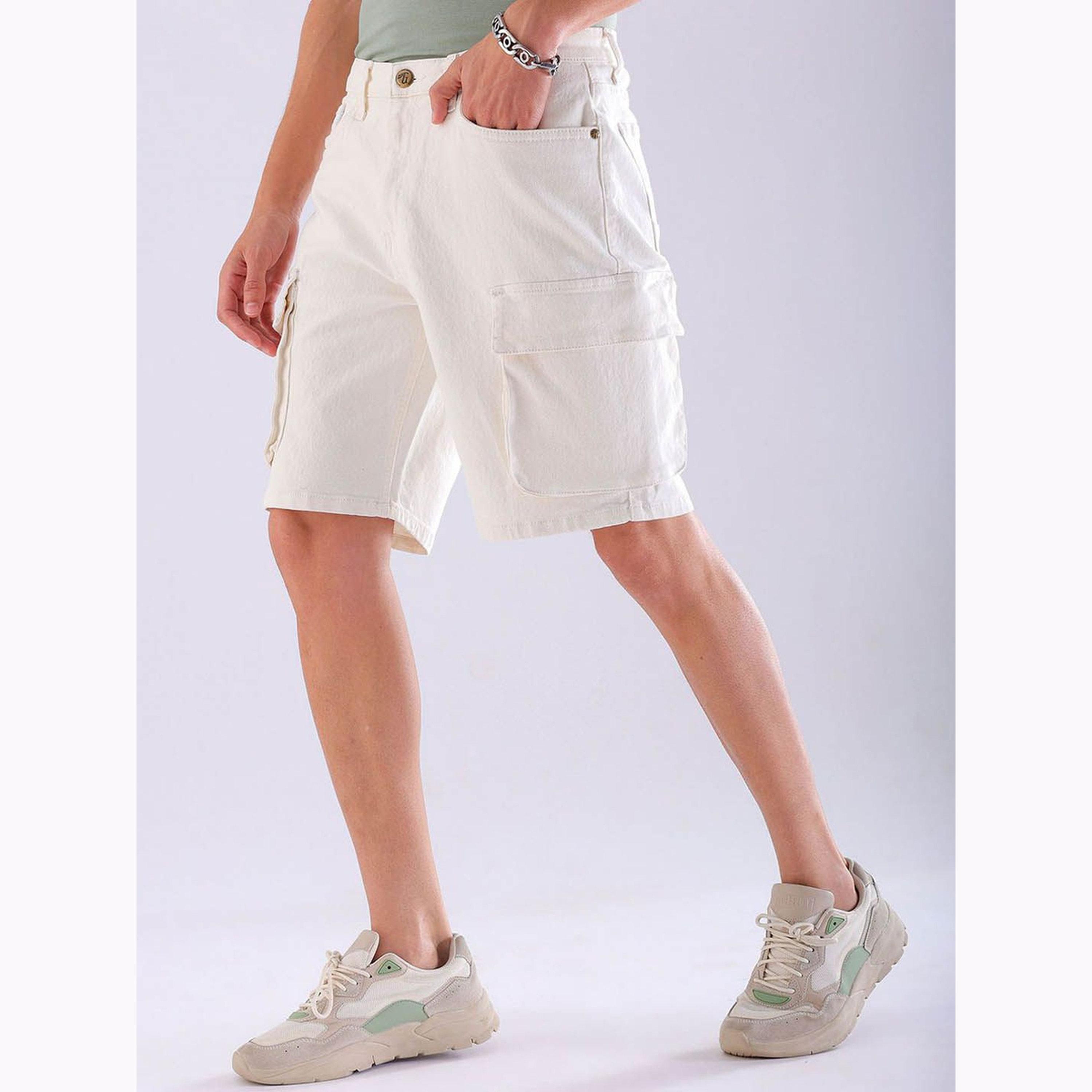 شورت دنيم سادة بقصة مريحة للرجال-men-clothing-bottoms-shorts-image-3