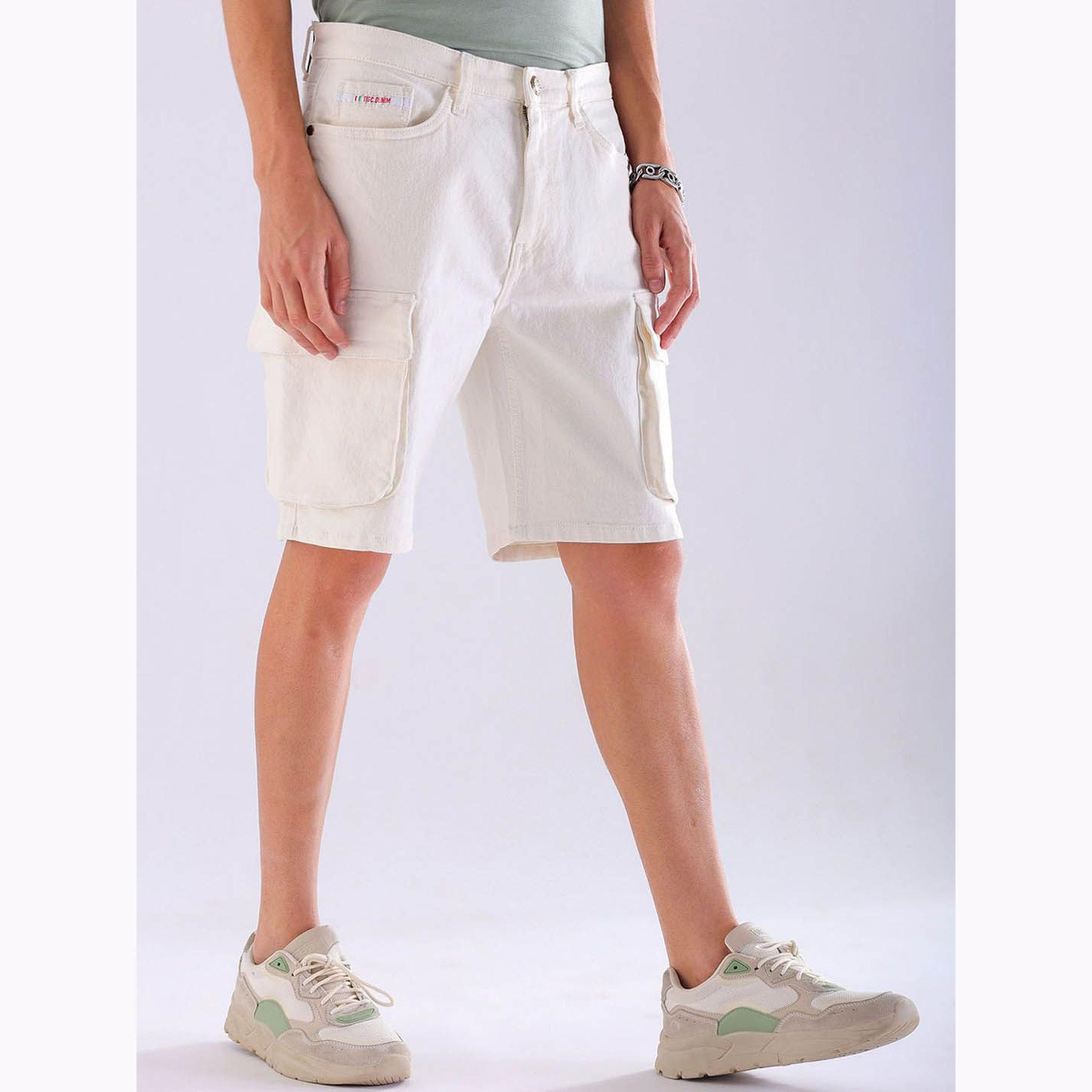 The Indian Garage Co X Styli Men Off White Relaxed Fit Solid Denim Shorts-men-clothing-bottoms-shorts-image-4