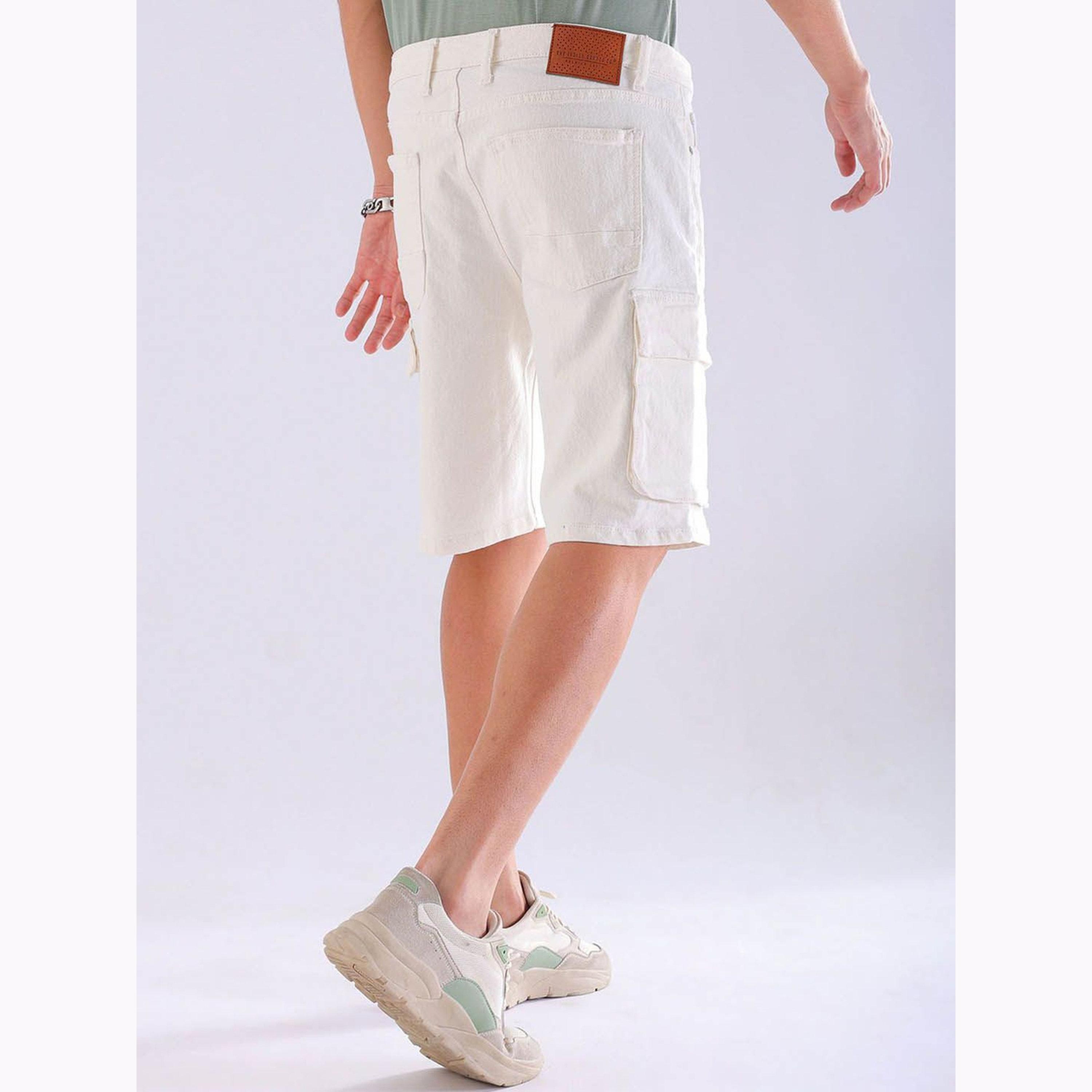 The Indian Garage Co X Styli Men Off White Relaxed Fit Solid Denim Shorts-men-clothing-bottoms-shorts-image-5