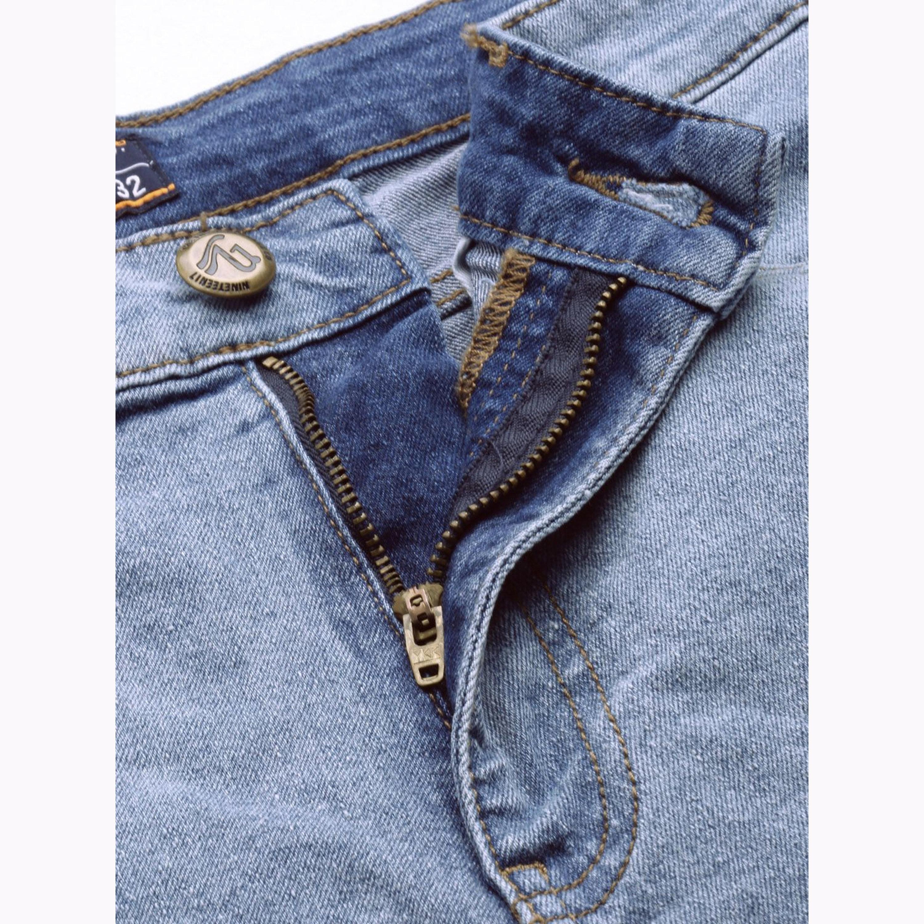 شورت دنيم سادة بقصة ضيقة للرجال-men-clothing-bottoms-shorts-image-4