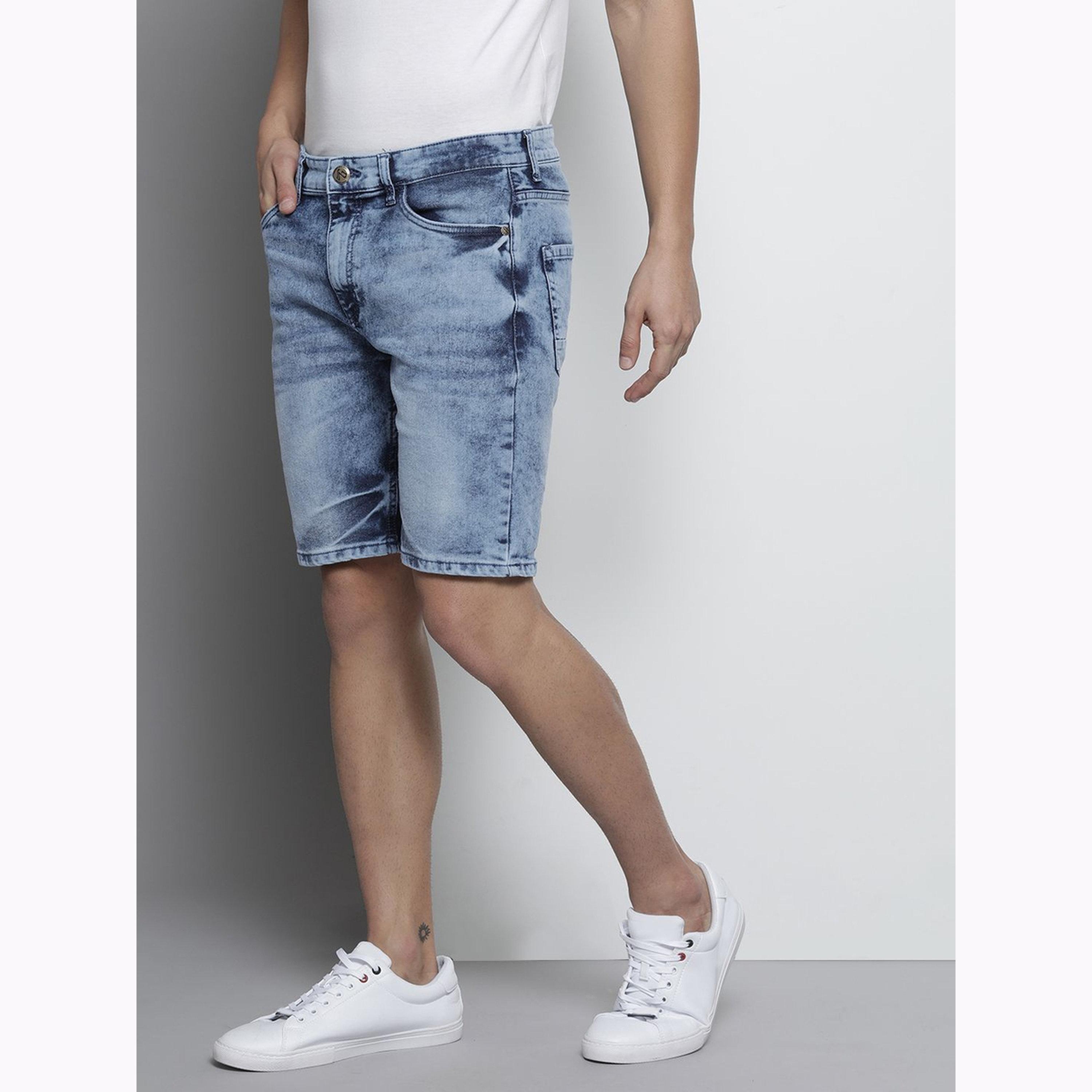 The Indian Garage Co X Styli Men Blue Slim Fit Solid Denim Shorts-men-clothing-bottoms-shorts-image-5