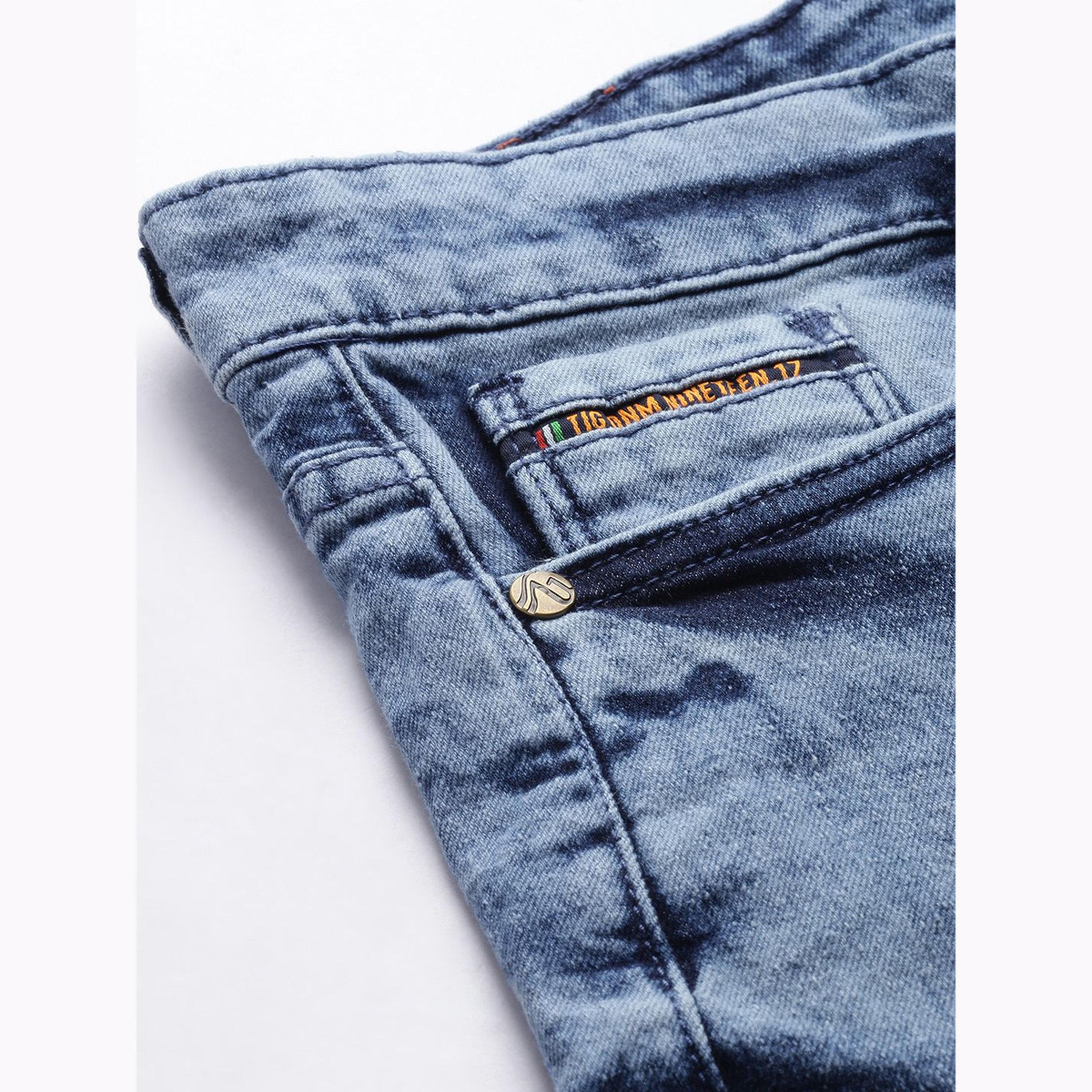 شورت دنيم سادة بقصة ضيقة للرجال-men-clothing-bottoms-shorts-image-6