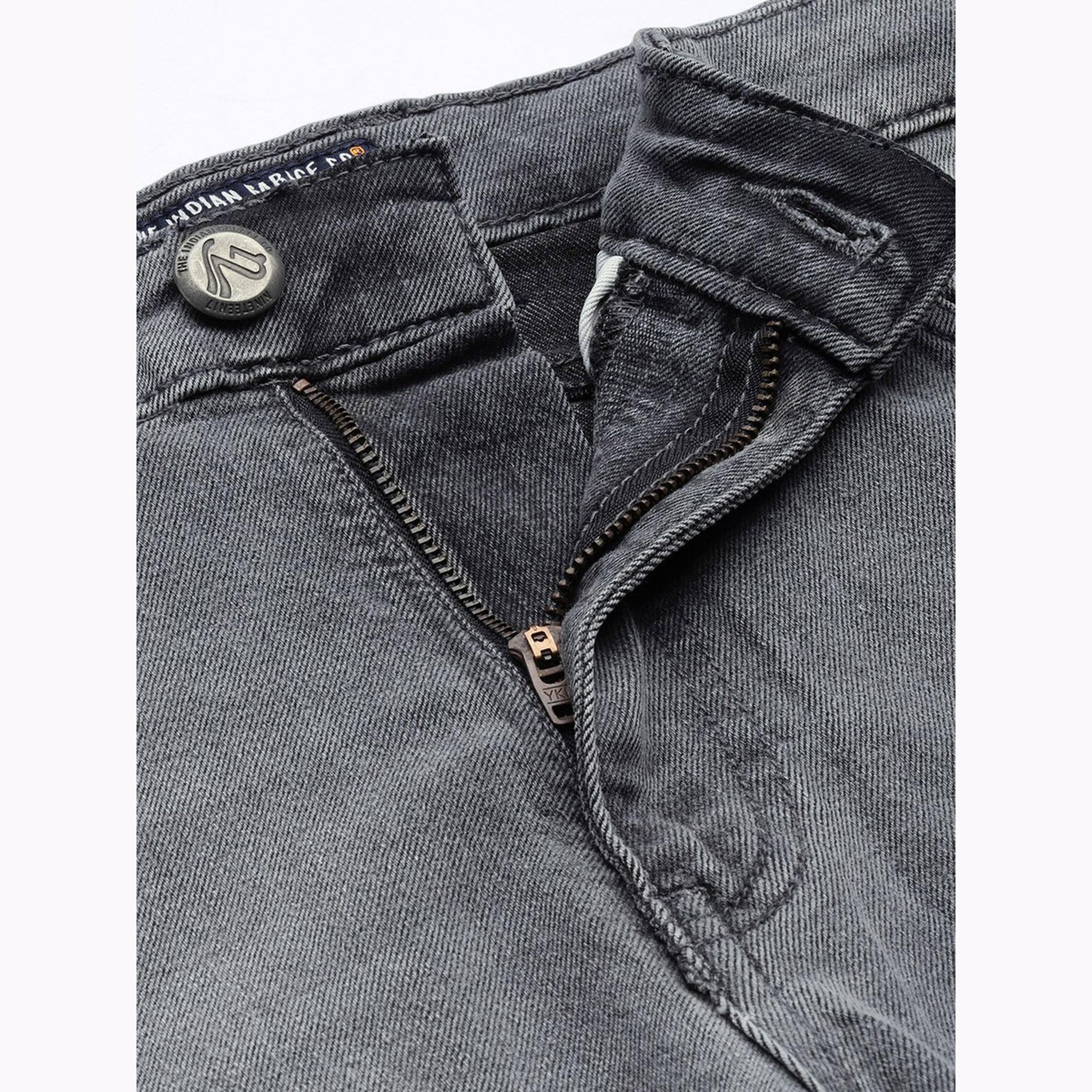شورت دنيم سادة بقصة ضيقة للرجال-men-clothing-bottoms-shorts-image-4