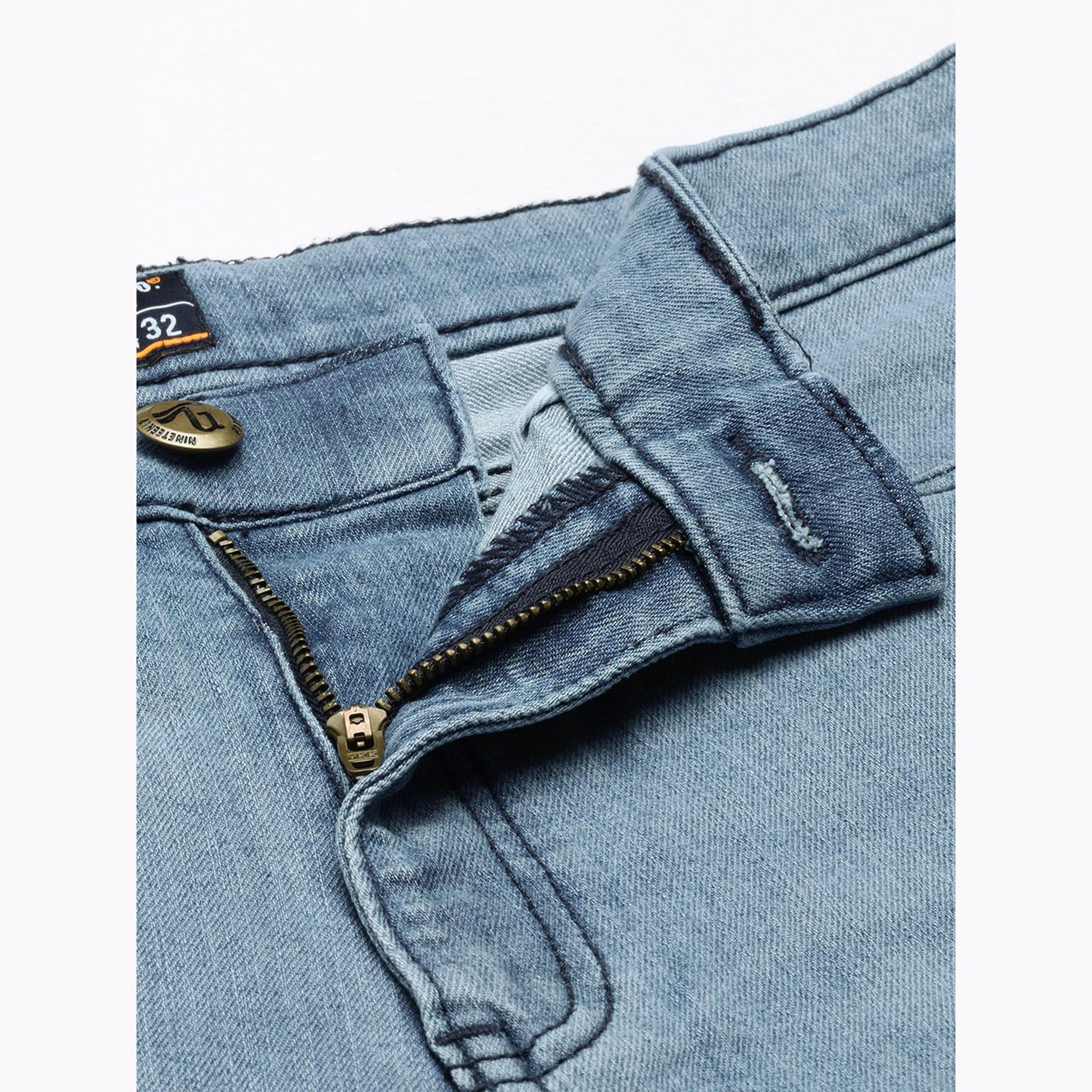The Indian Garage Co X Styli Men Blue Slim Fit Solid Denim Shorts-men-clothing-bottoms-shorts-image-4