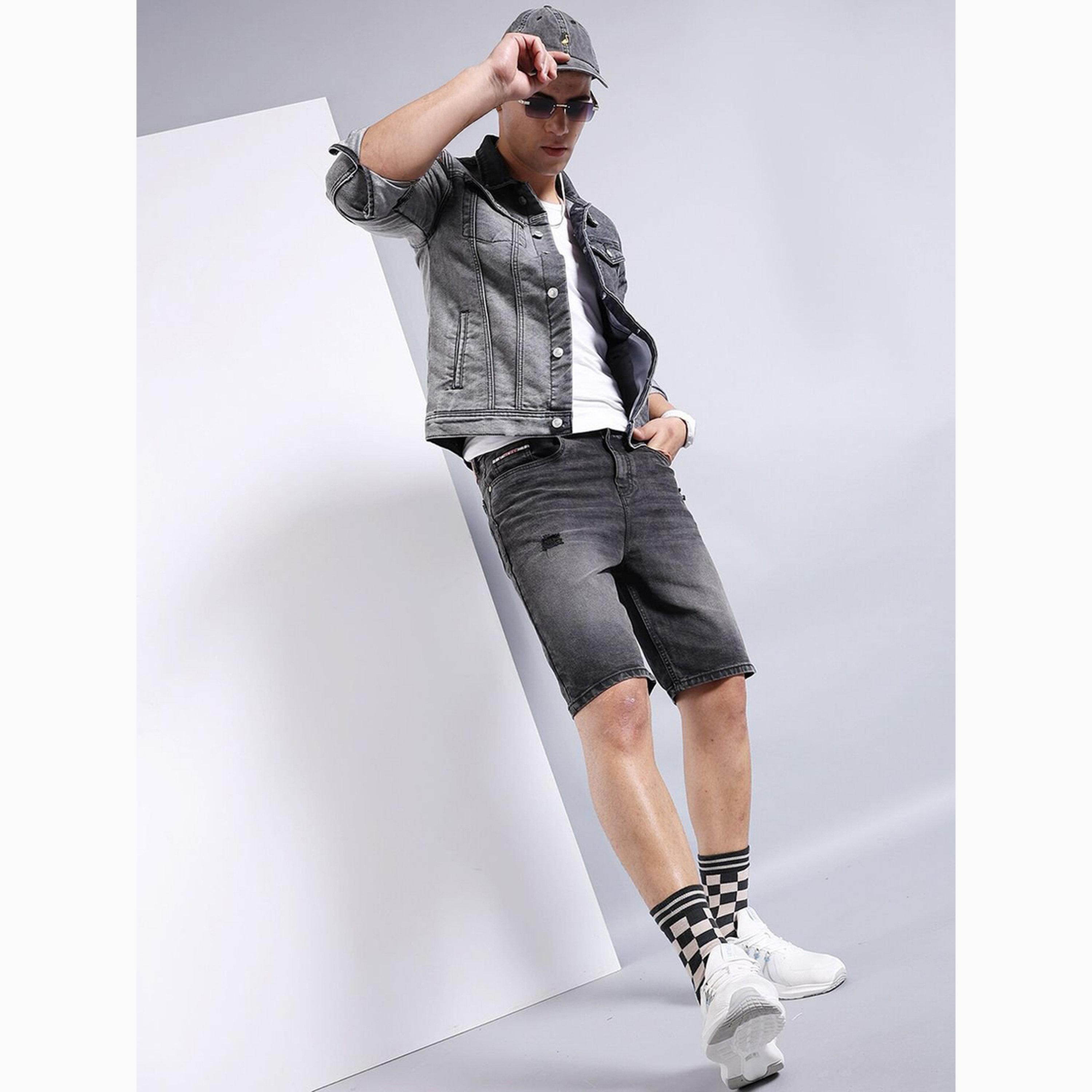 The Indian Garage Co X Styli Men Regular Fit Solid Denim Shorts-men-clothing-bottoms-shorts-image-2